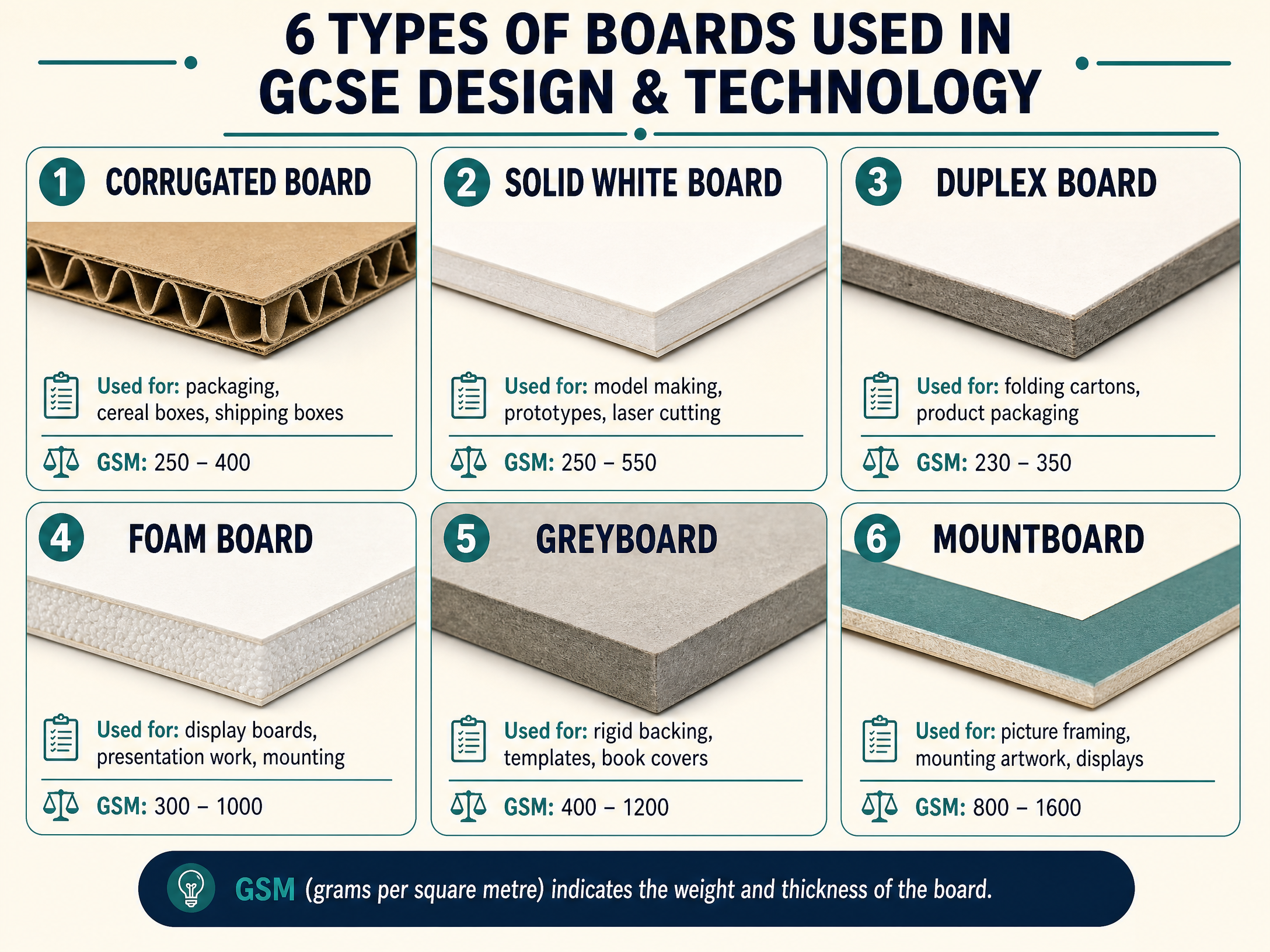 6 Types of Boards Used in GCSE Design & Technology