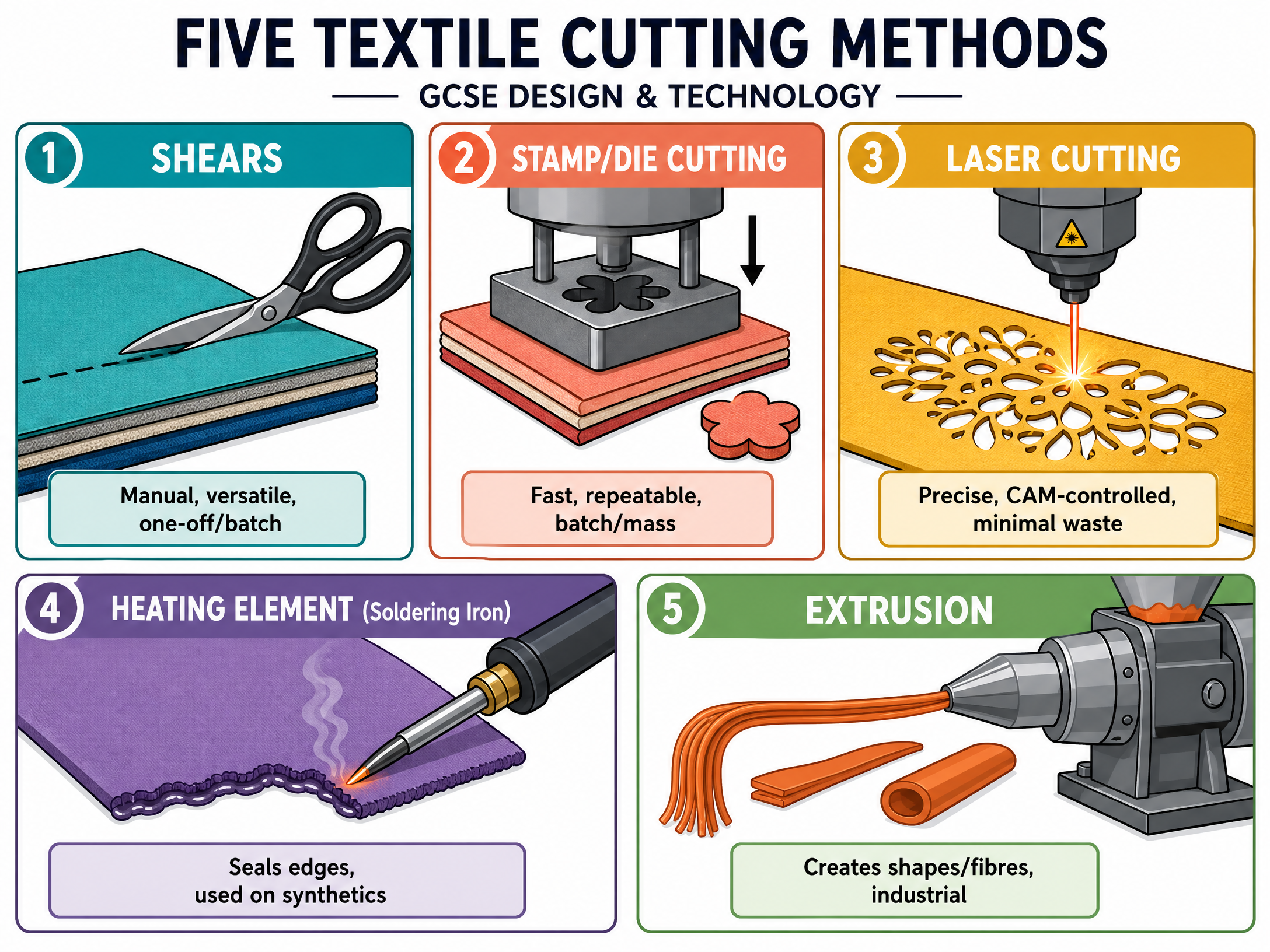 Five Textile Cutting Methods