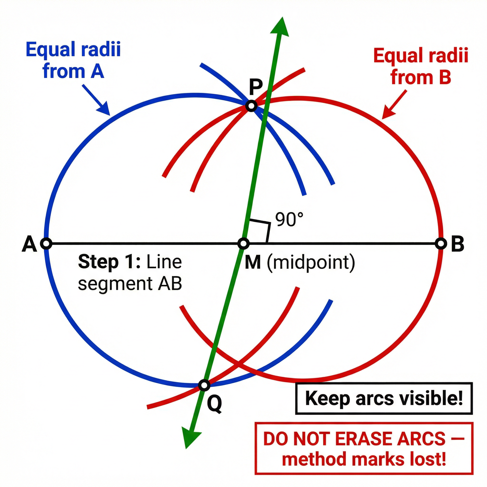 How to construct the perpendicular bisector — the most frequently examined construction in OCR Further Mathematics