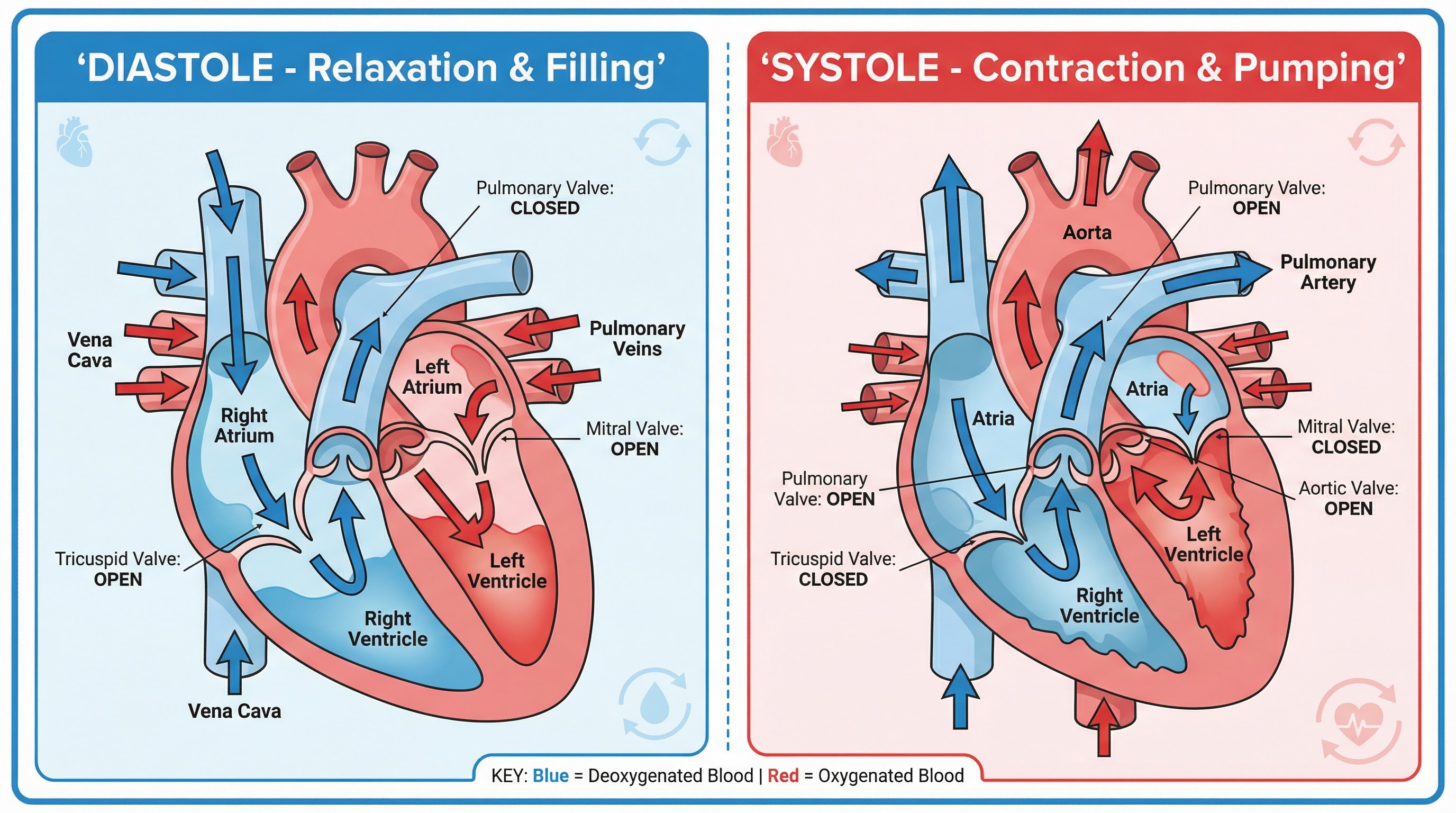 The cardiac cycle: diastole vs. systole