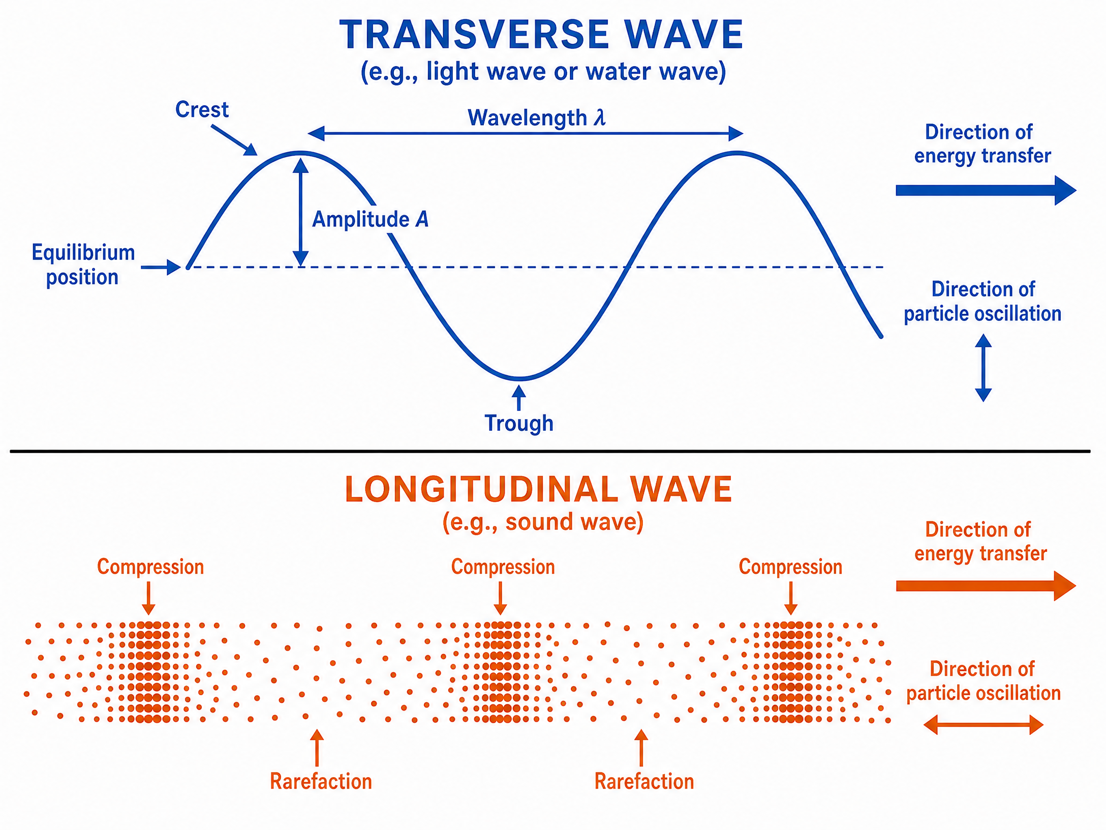 Comparison of Transverse and Longitudinal Waves