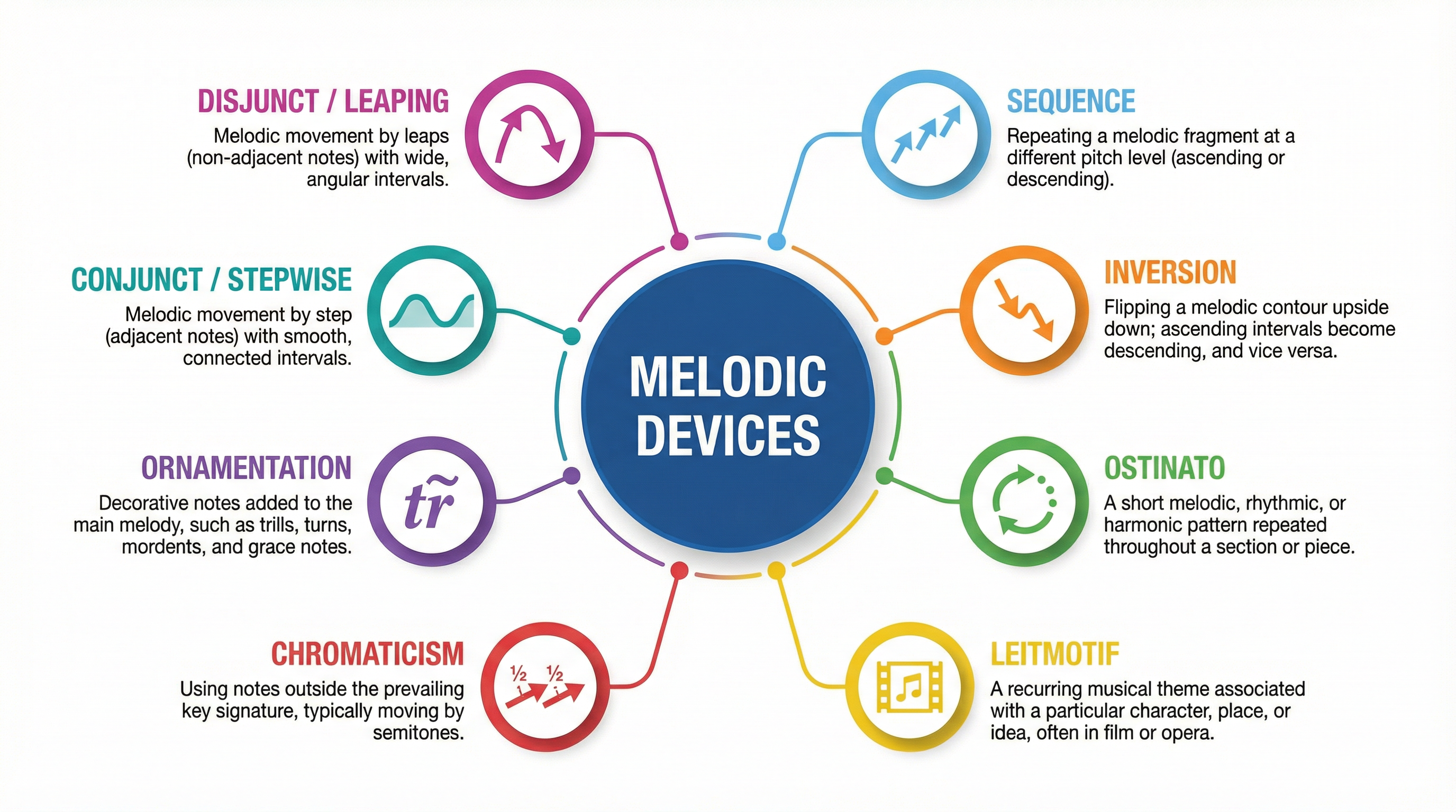 A visual guide to common melodic devices.