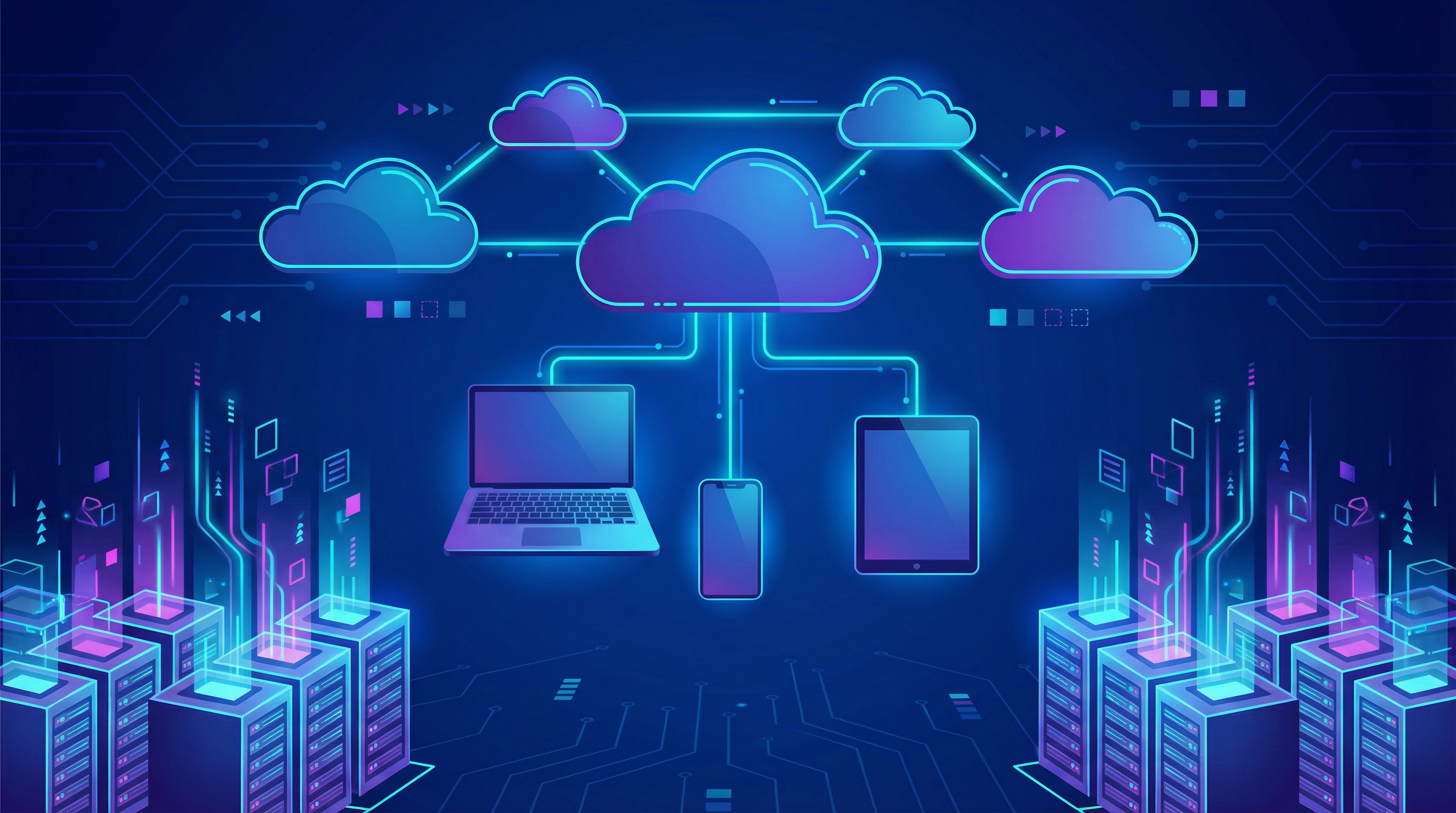An illustration representing the core concepts of cloud computing.