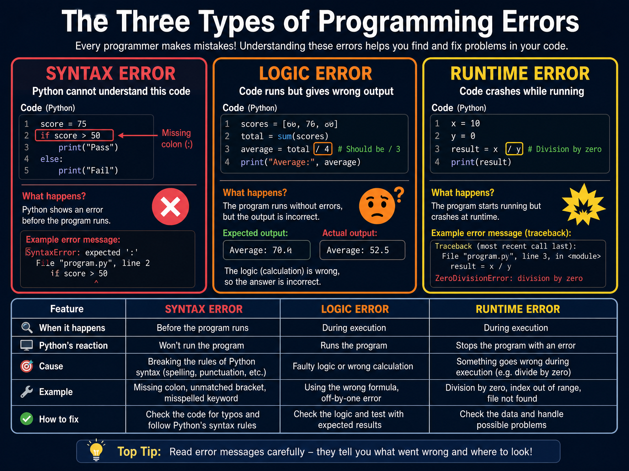 Types of Programming Errors