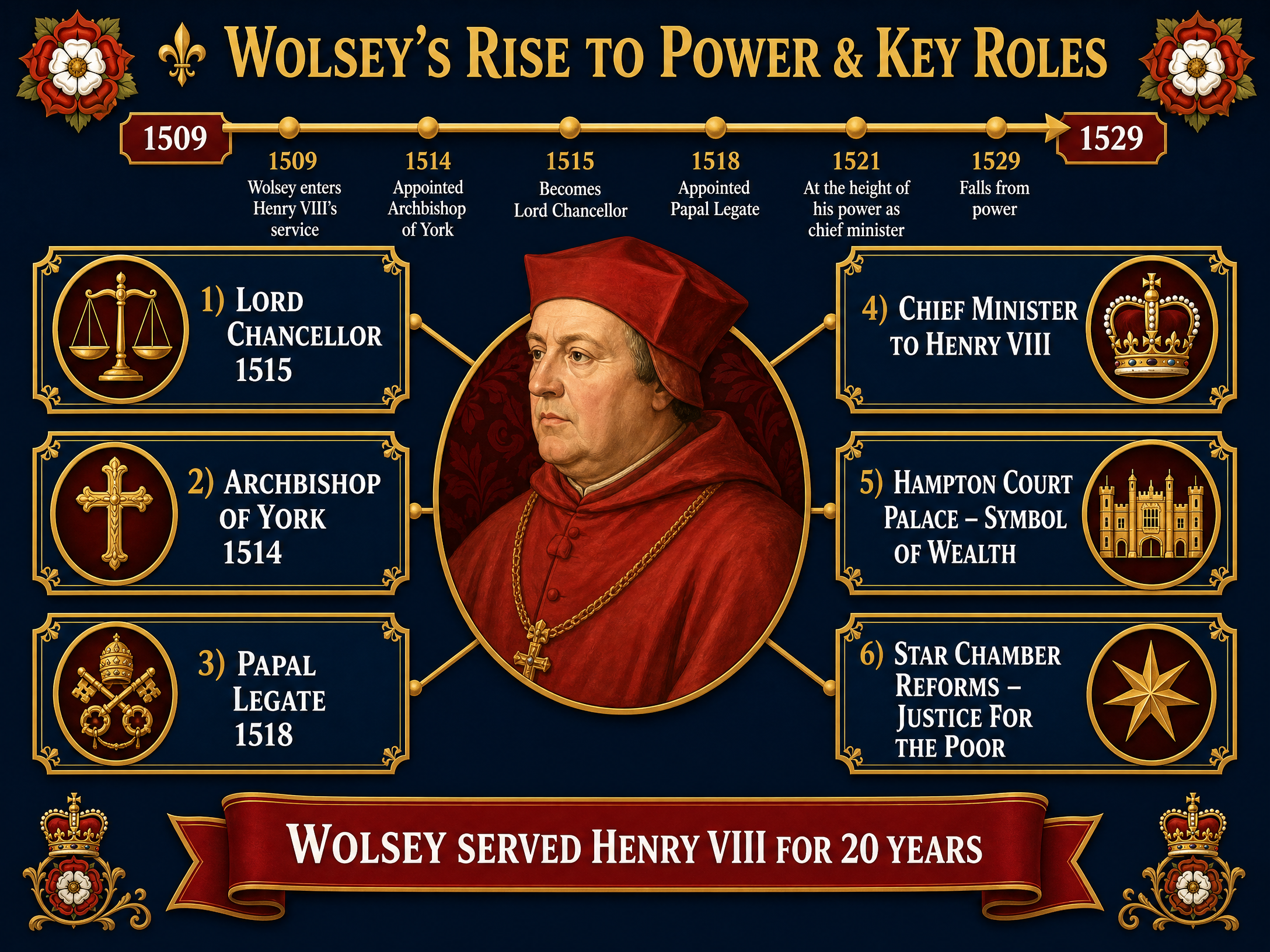 Wolsey's Rise to Power & Key Roles