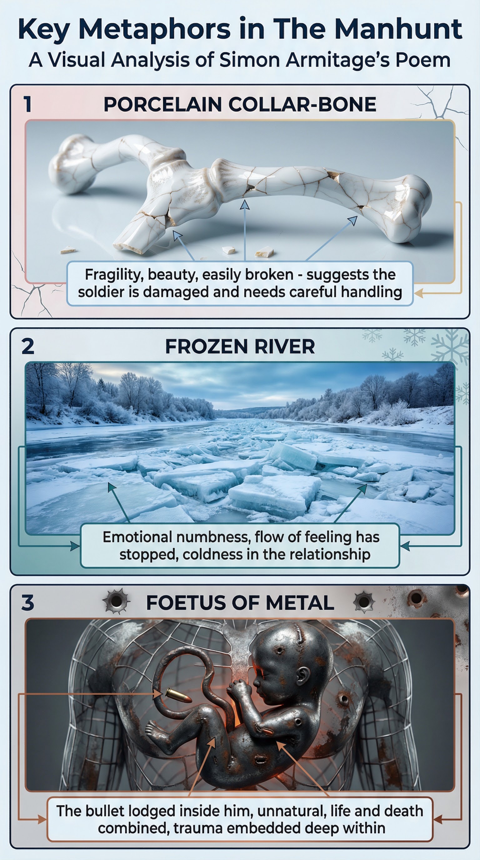 Visual analysis of key metaphors in 'The Manhunt'.