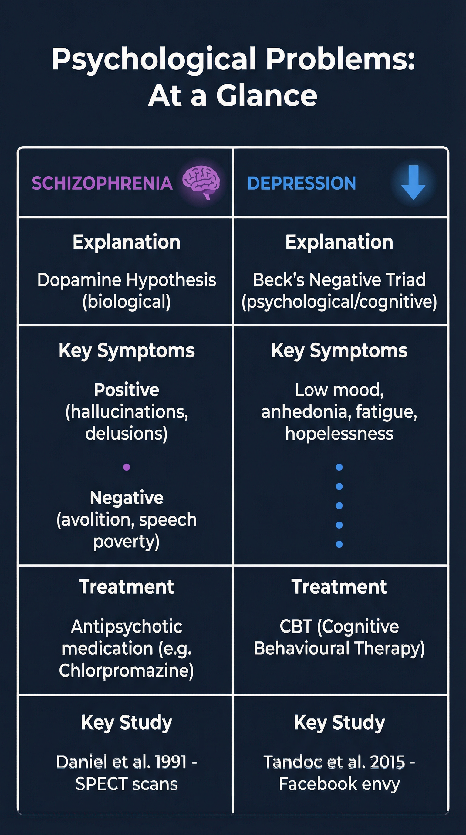 Comparison: Schizophrenia vs. Depression
