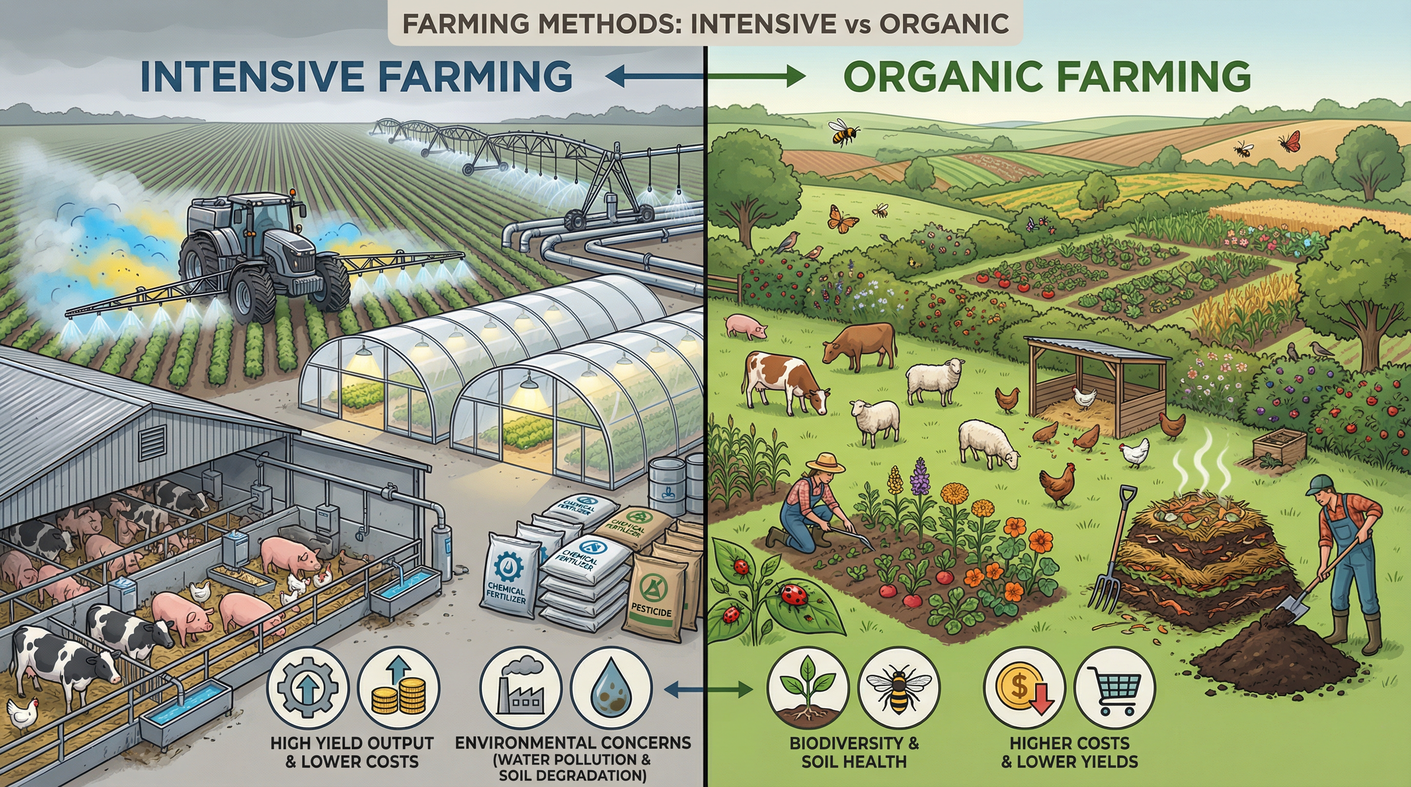 Intensive vs. Organic Farming: A Visual Comparison