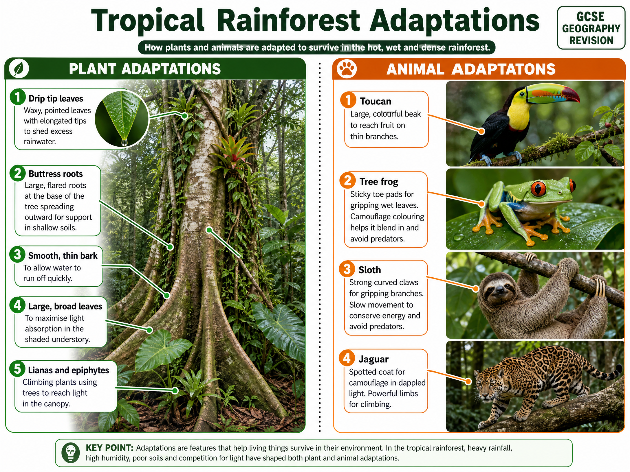 Plant and Animal Adaptations in the Tropical Rainforest.