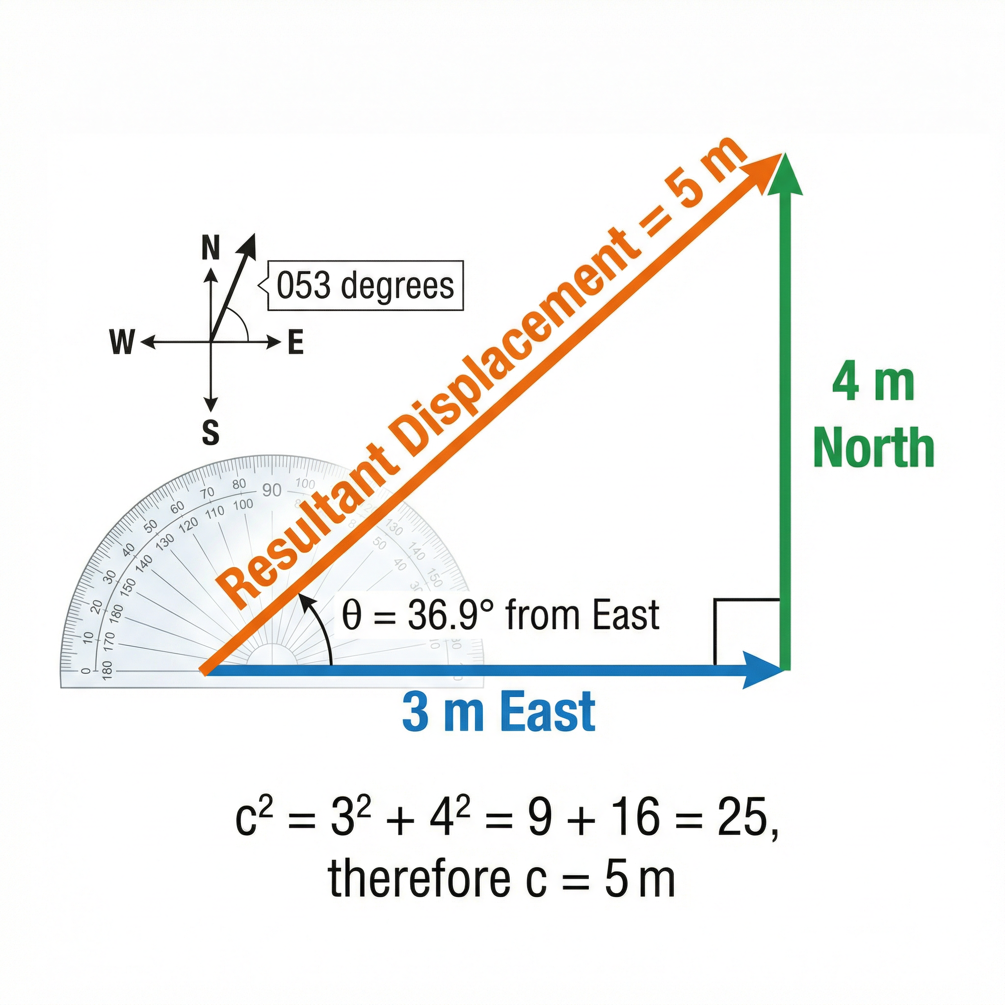 Calculating Resultant Displacement with Pythagoras