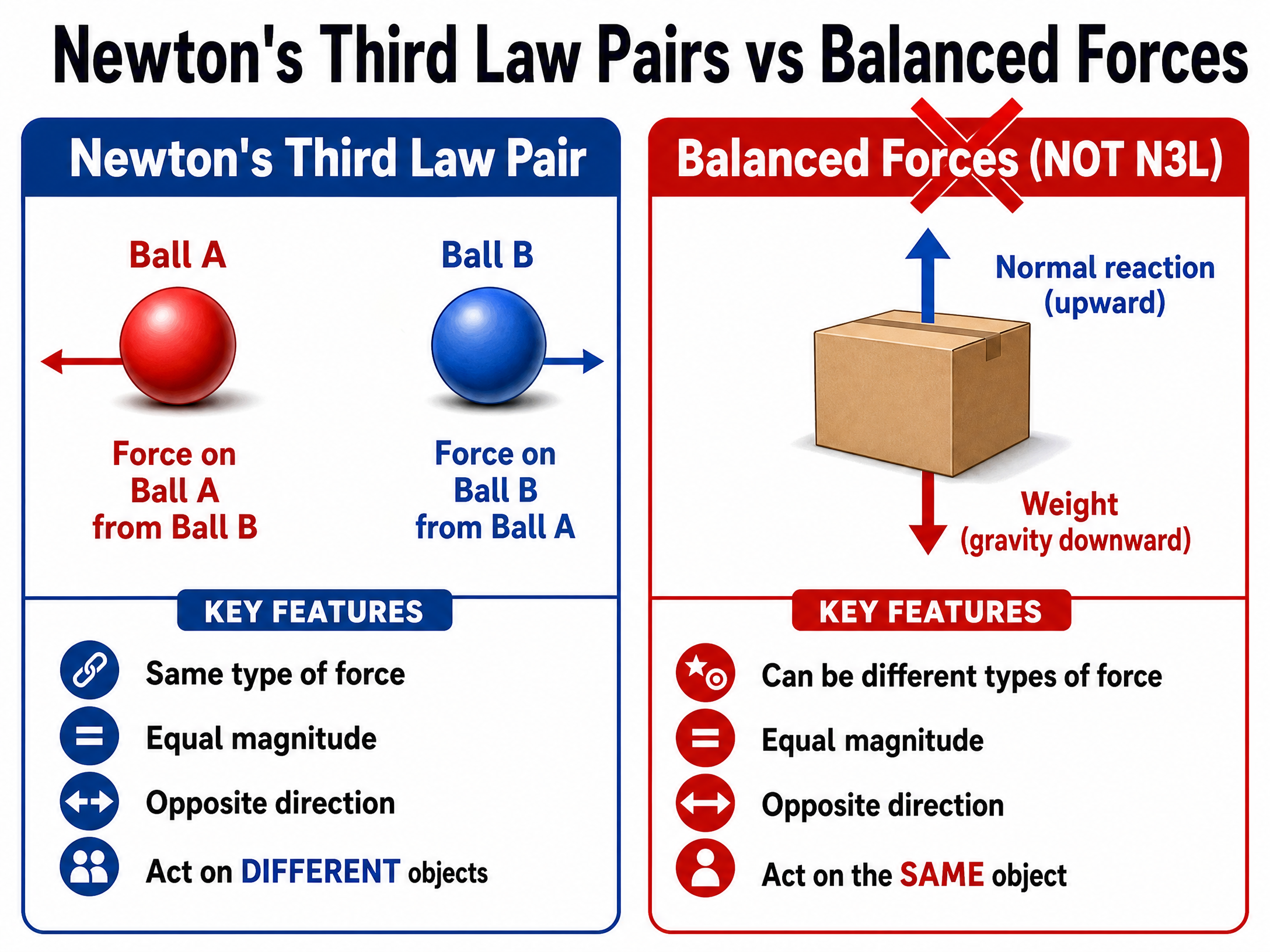 Newton's Third Law Pairs vs Balanced Forces