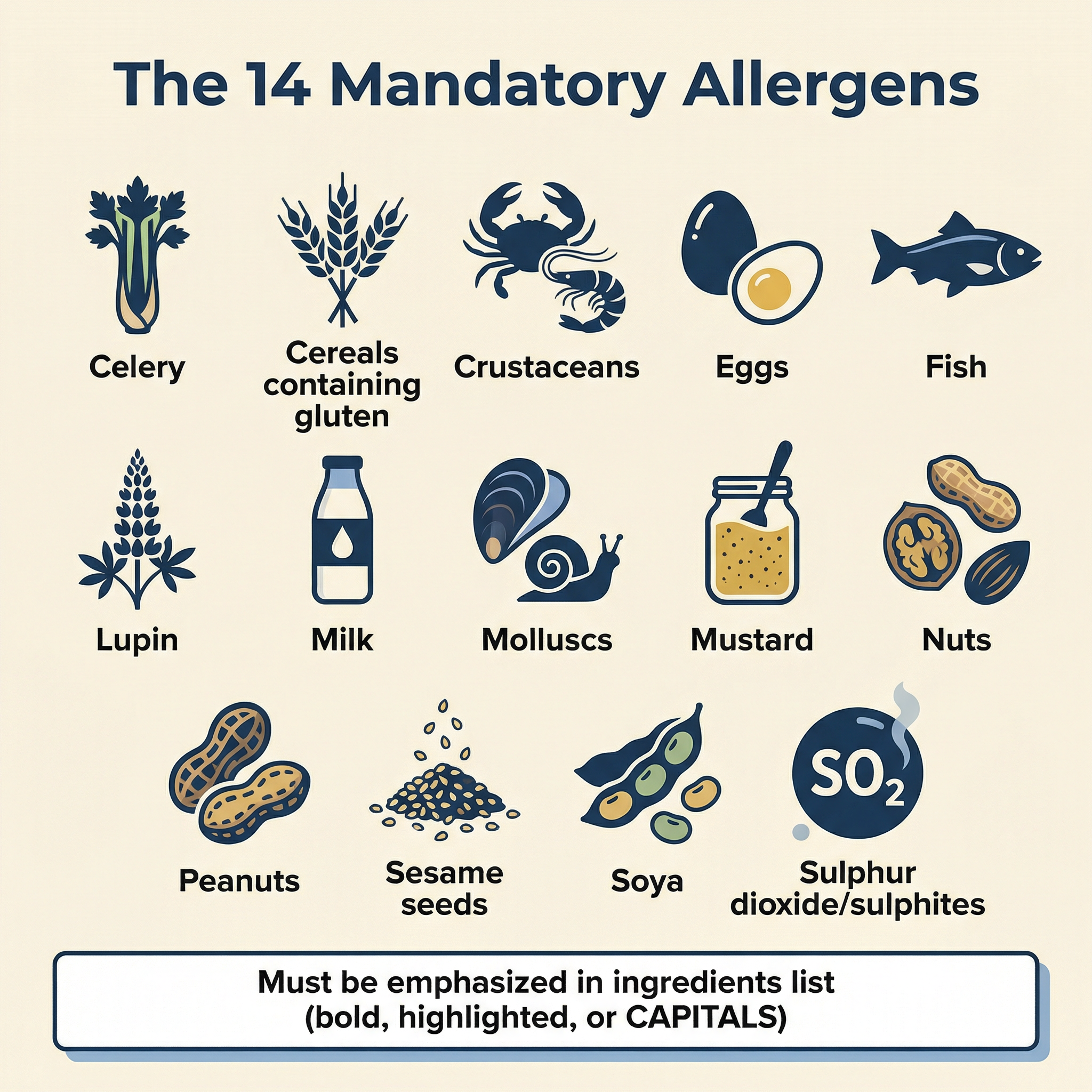 The 14 mandatory food allergens.