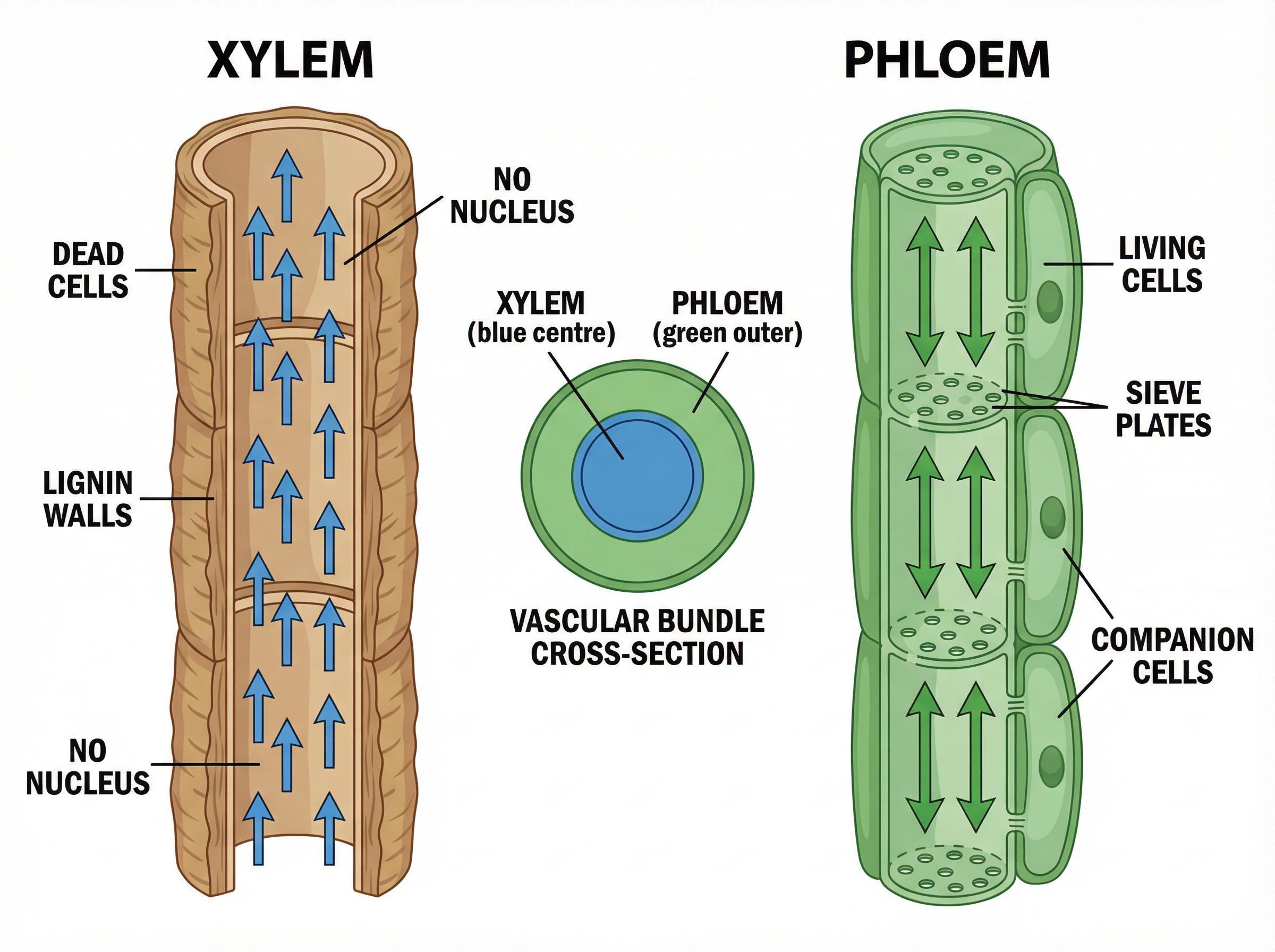 Comparison of Xylem and Phloem Tissues