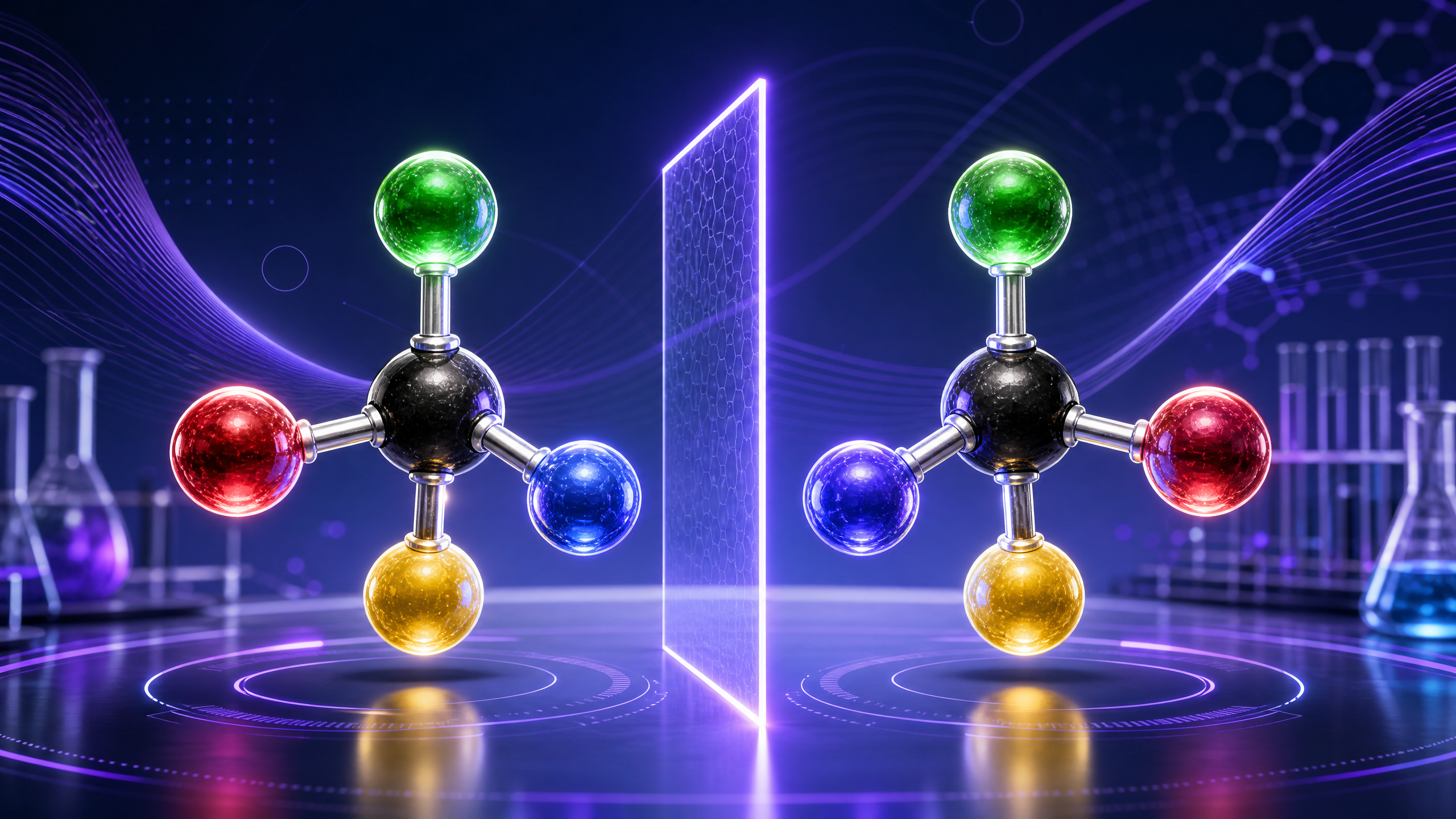 Optical isomerism: 3D molecular mirror images.