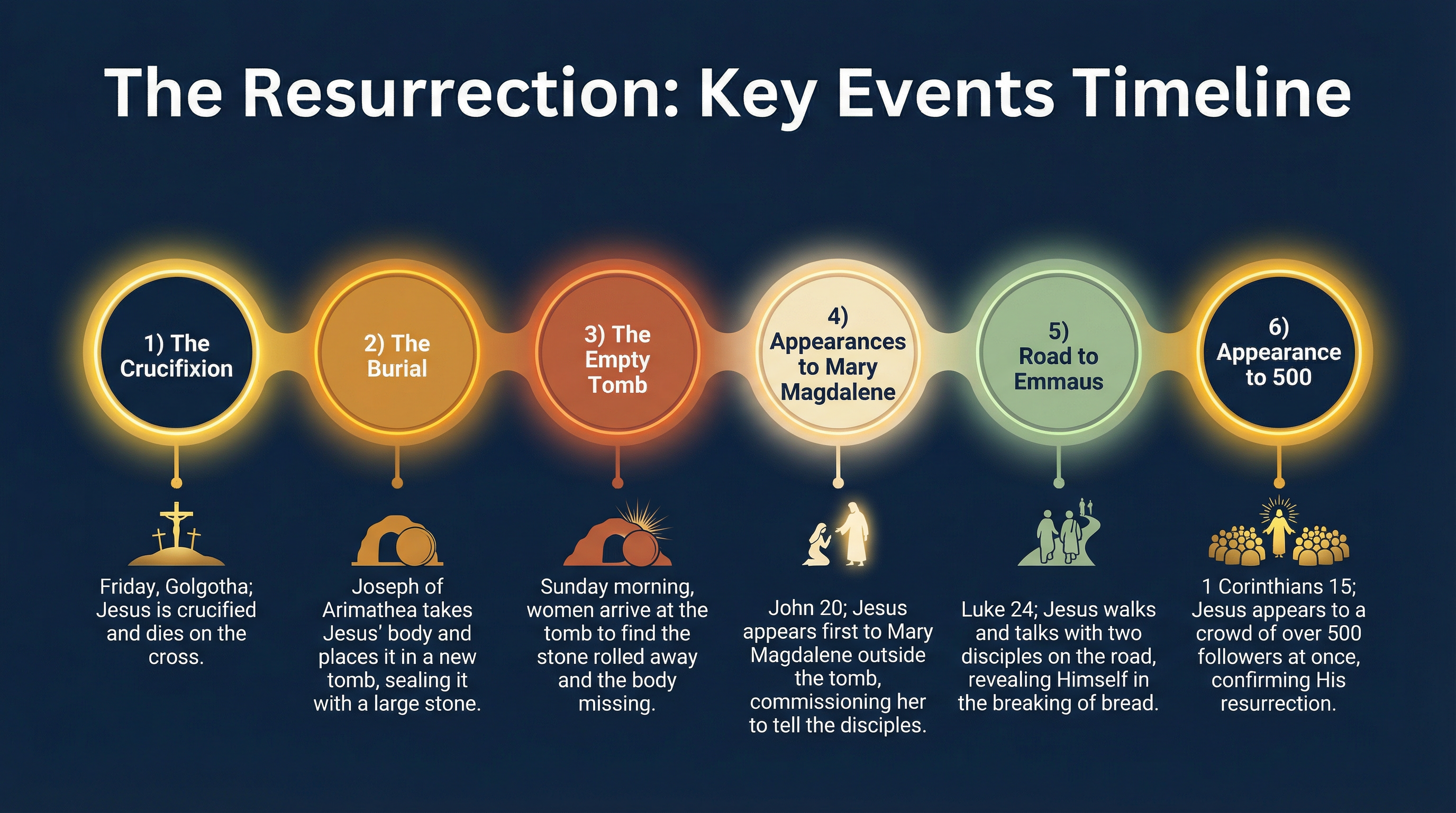 Timeline of key events in the Resurrection narrative.
