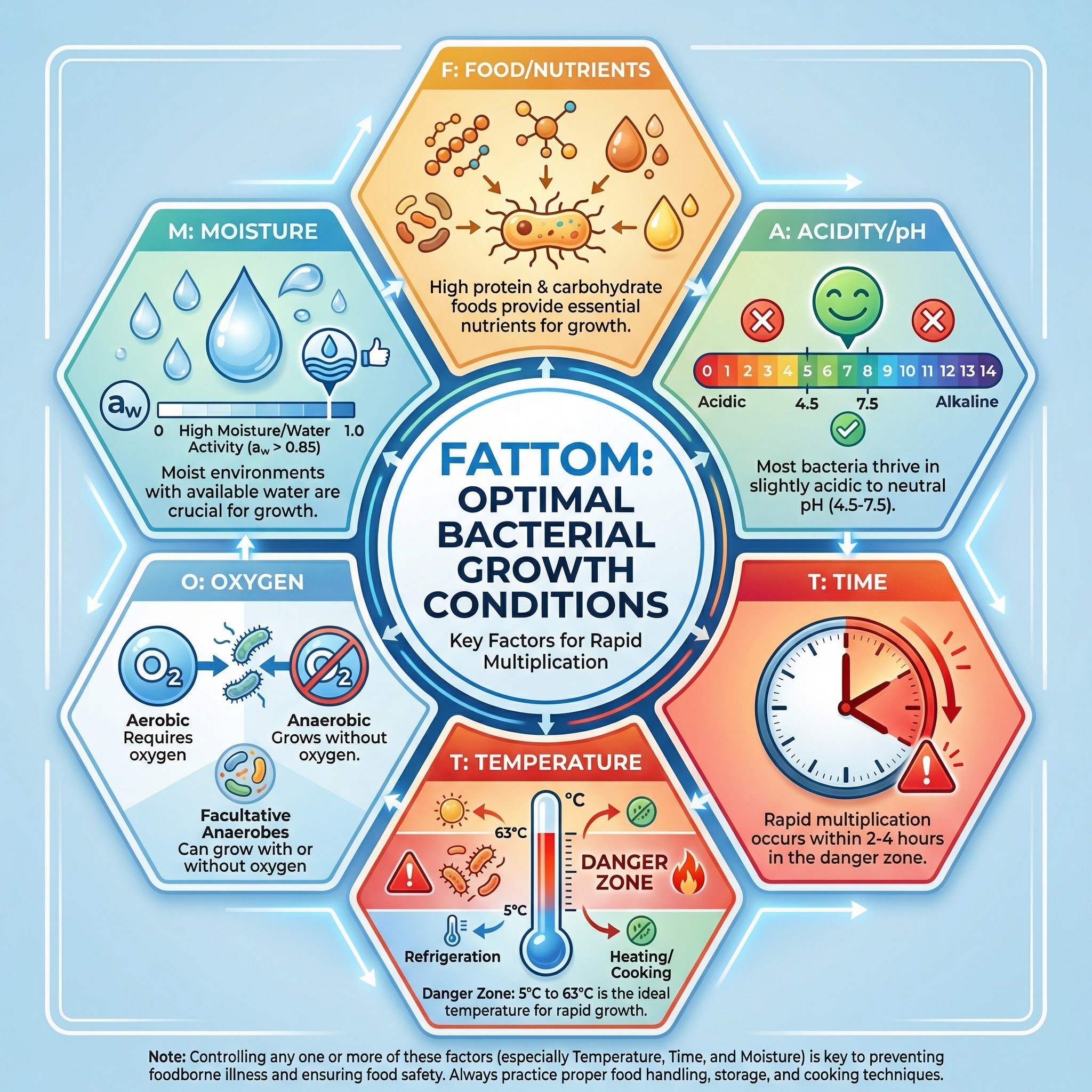The FATTOM conditions for bacterial growth.