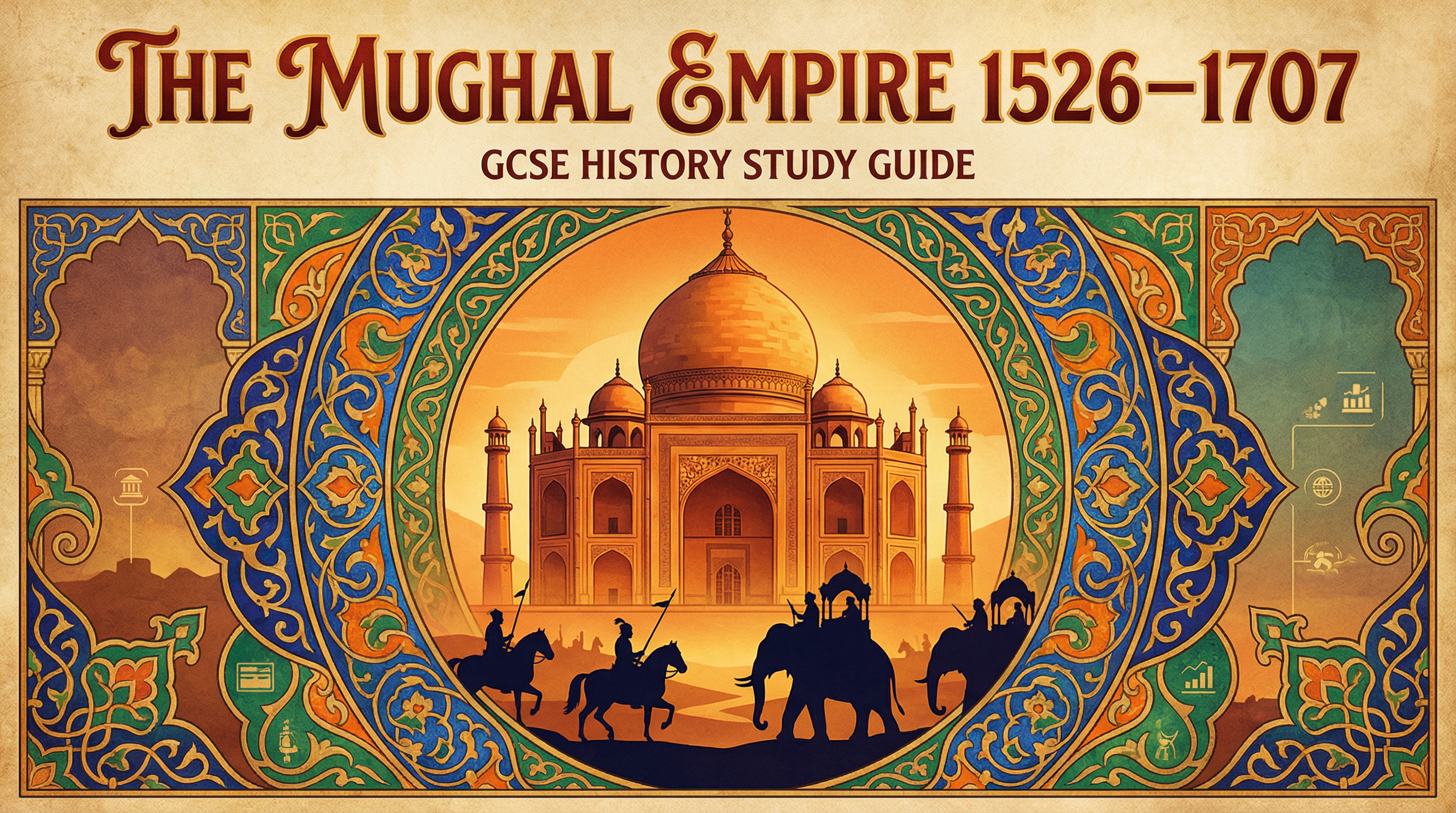 Header image for the Mughal Empire (1526-1707) study guide.