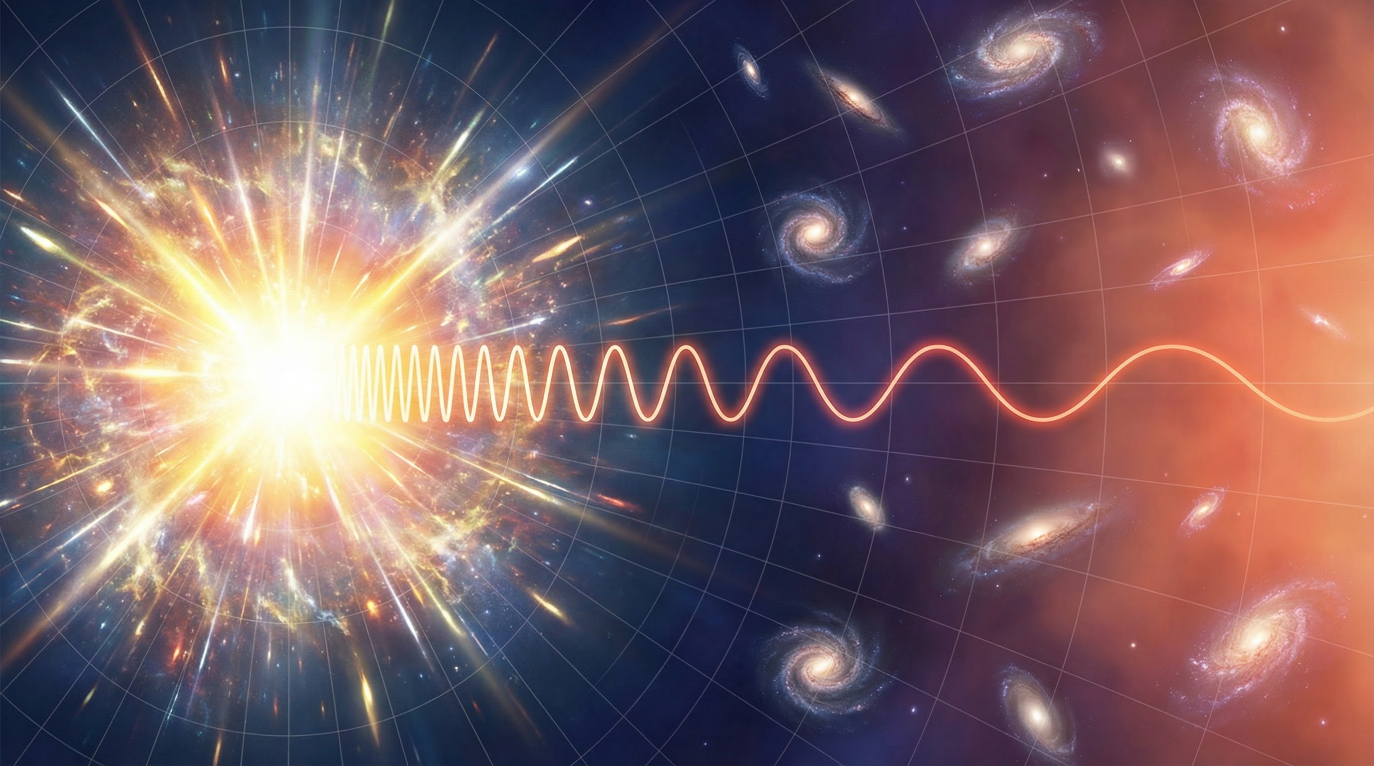 Header image: The journey of radiation from the Big Bang to the Cosmic Microwave Background Radiation we detect today.