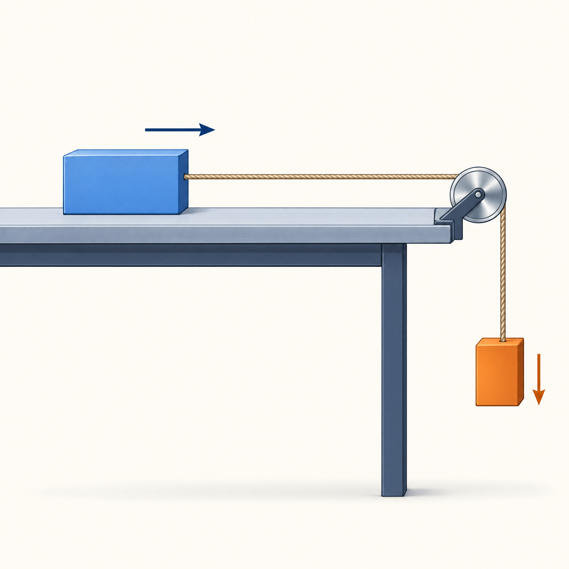 Connected particles share an acceleration magnitude through a light, inextensible string.