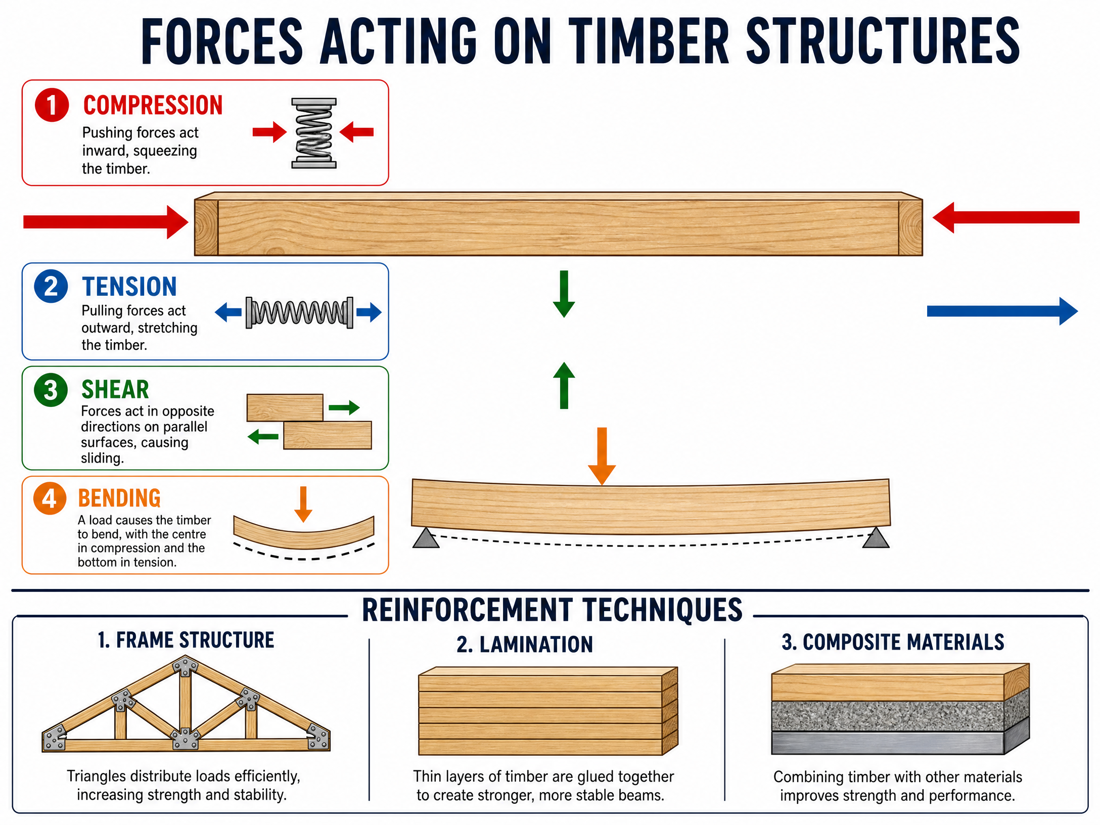 Forces and Reinforcement in Timber Structures