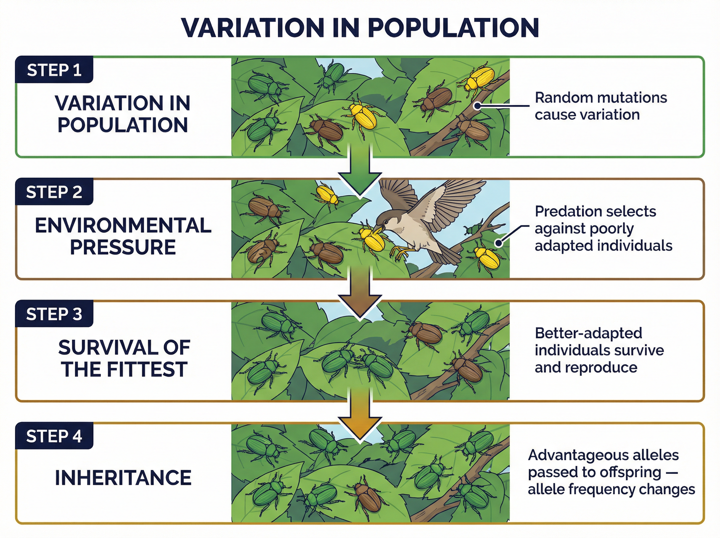 The four steps of Natural Selection