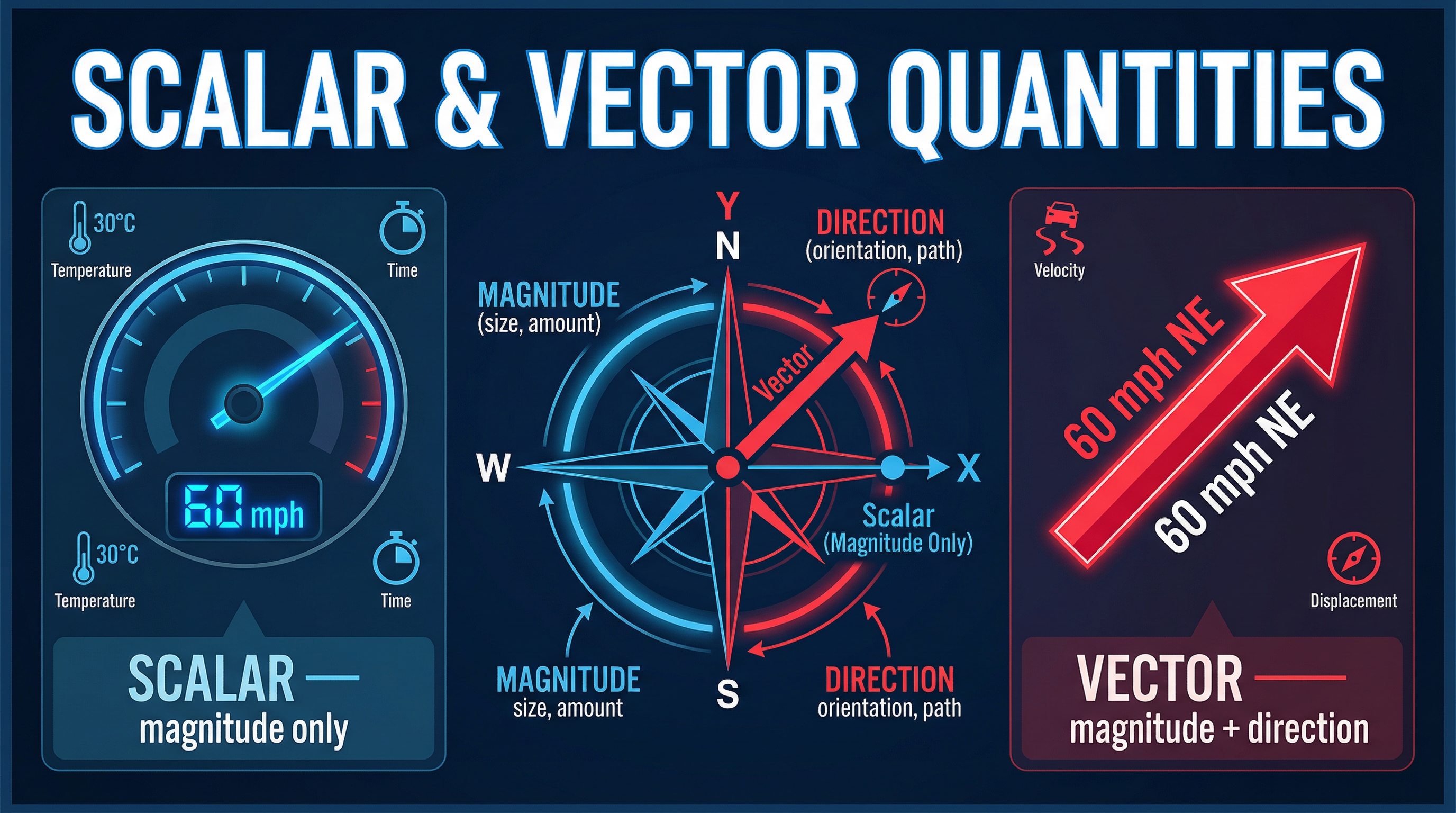 Header image for Scalar and Vector Quantities.