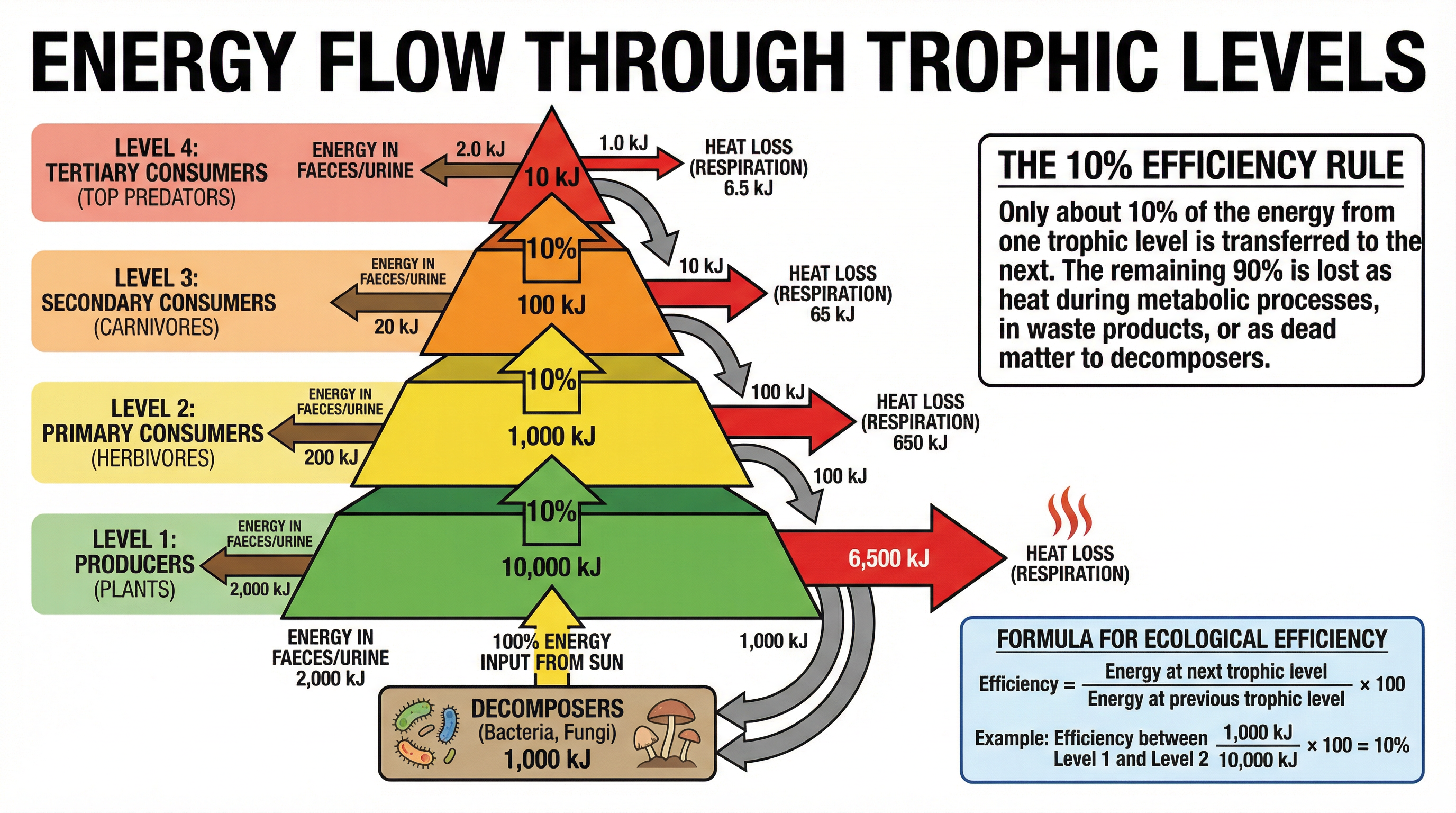 Energy Flow Through Trophic Levels