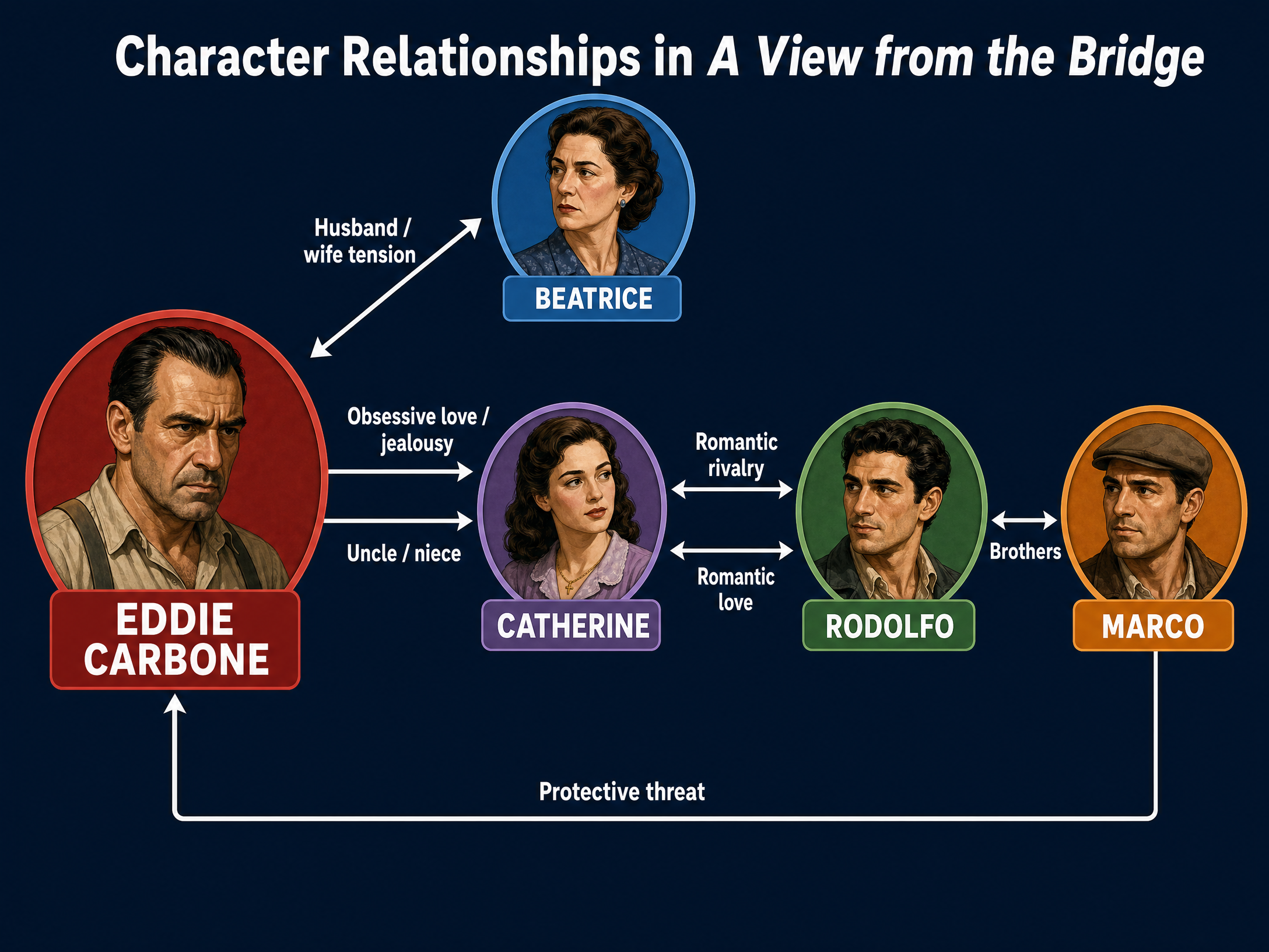 Character Relationships in A View from the Bridge