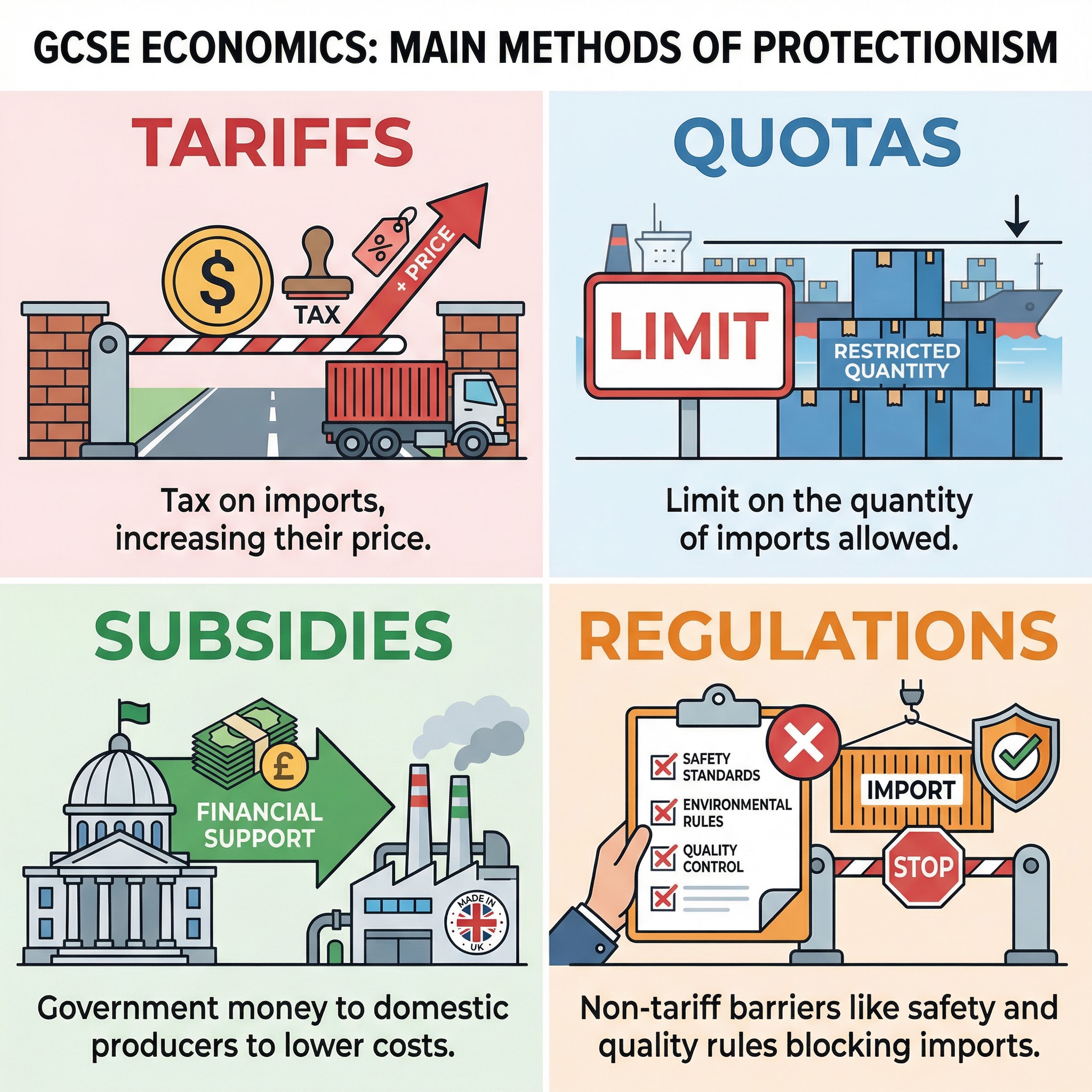 The main tools of protectionism.