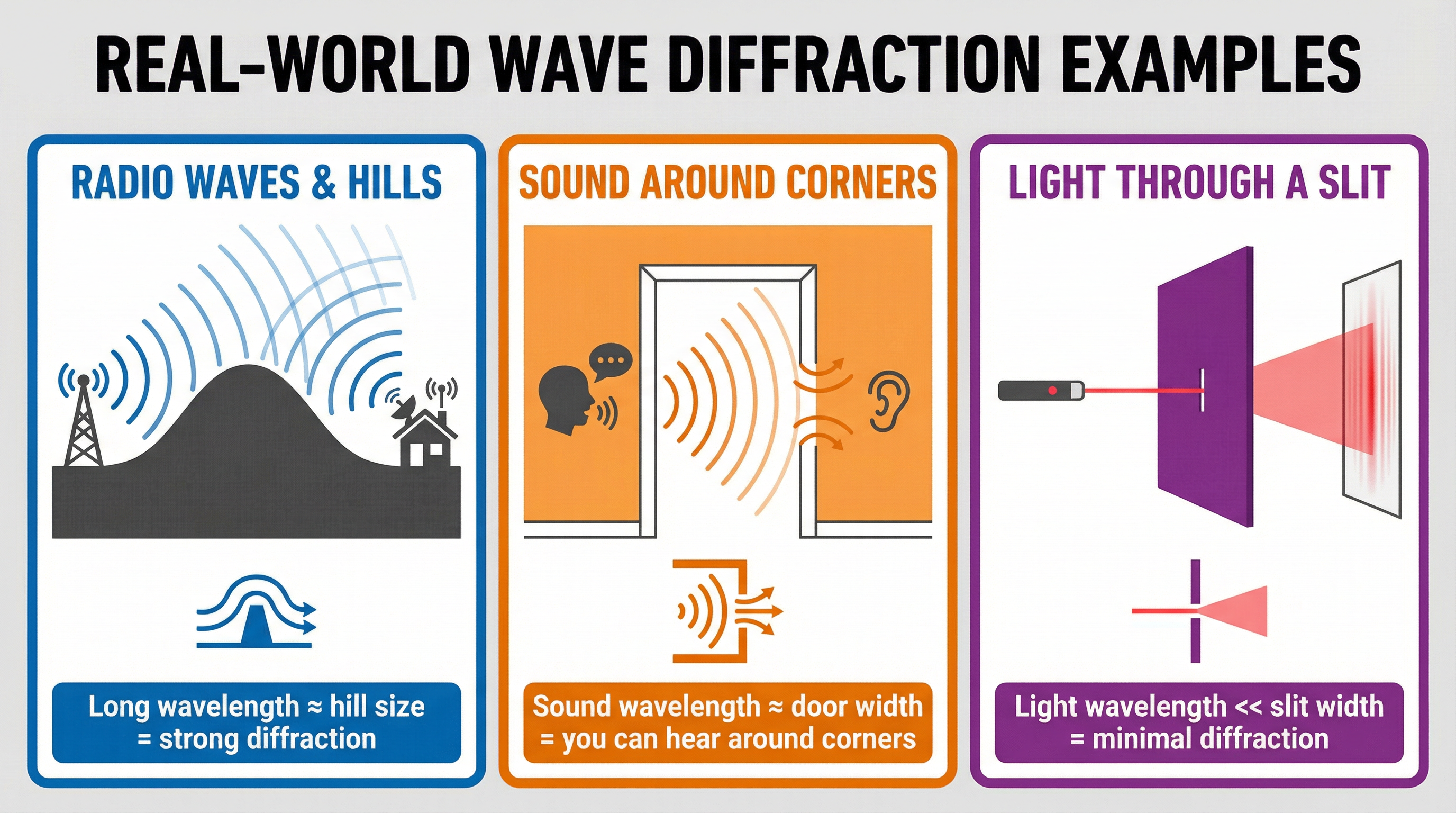 Real-world applications of diffraction depend on the wavelength of the wave.