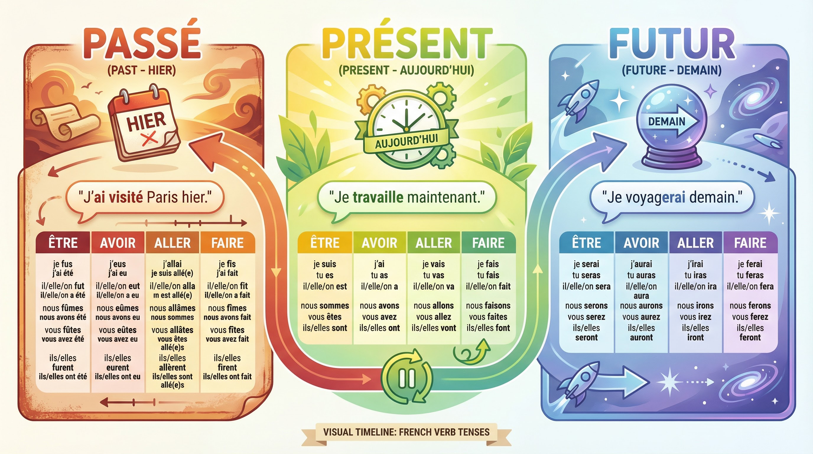 French Verb Tense Timeline