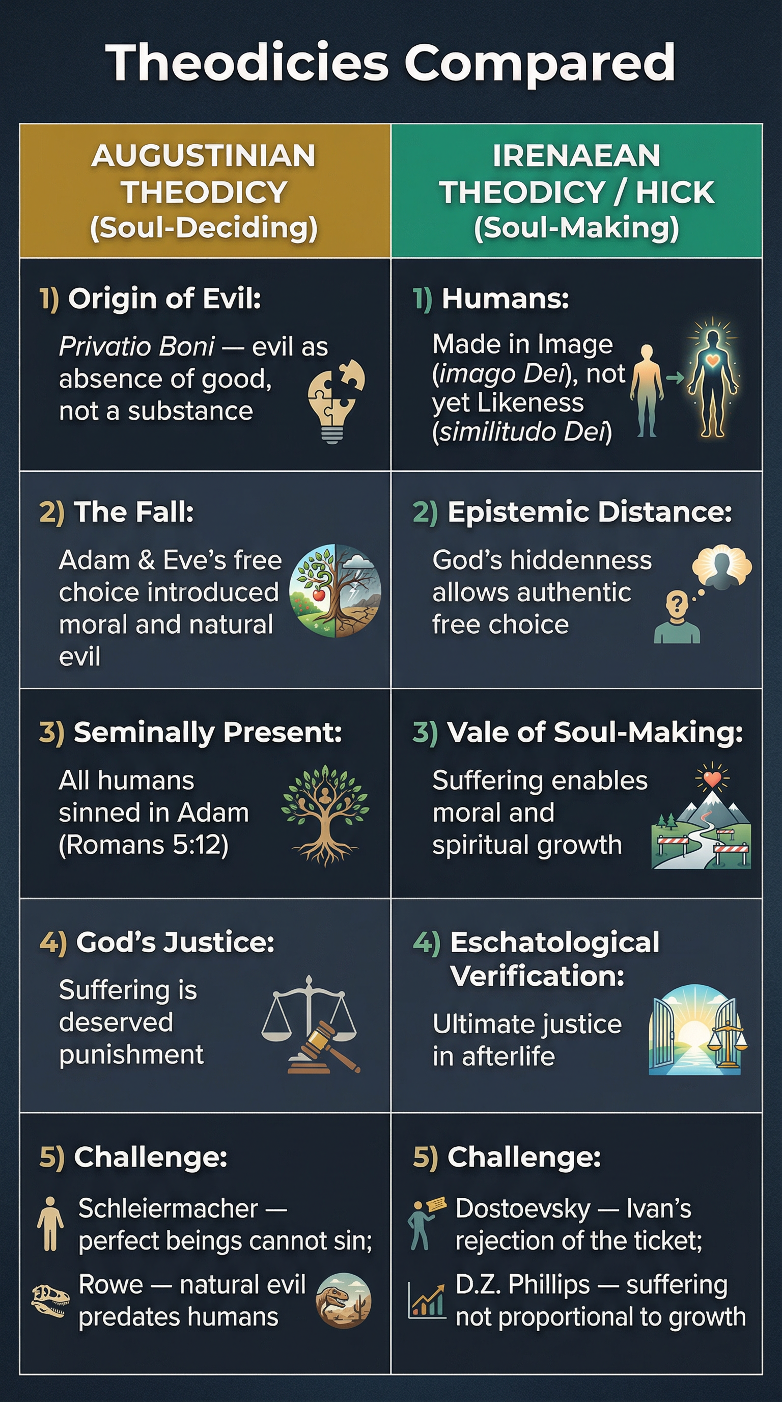 Comparison Chart: Augustinian vs. Irenaean Theodicies