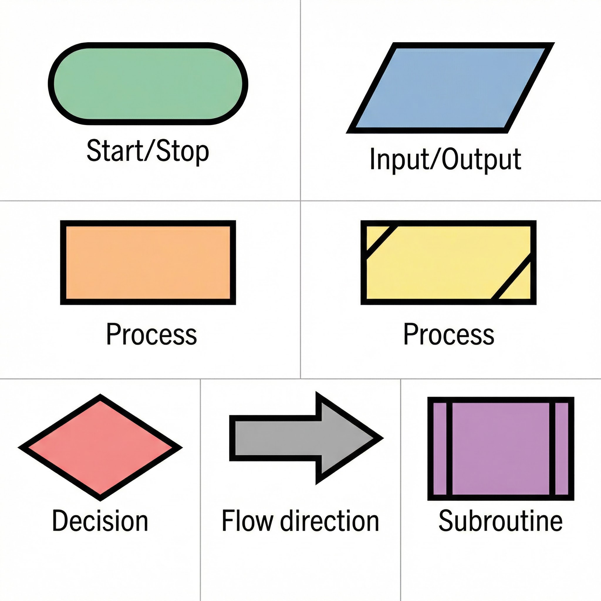 Standard OCR-compliant flowchart symbols