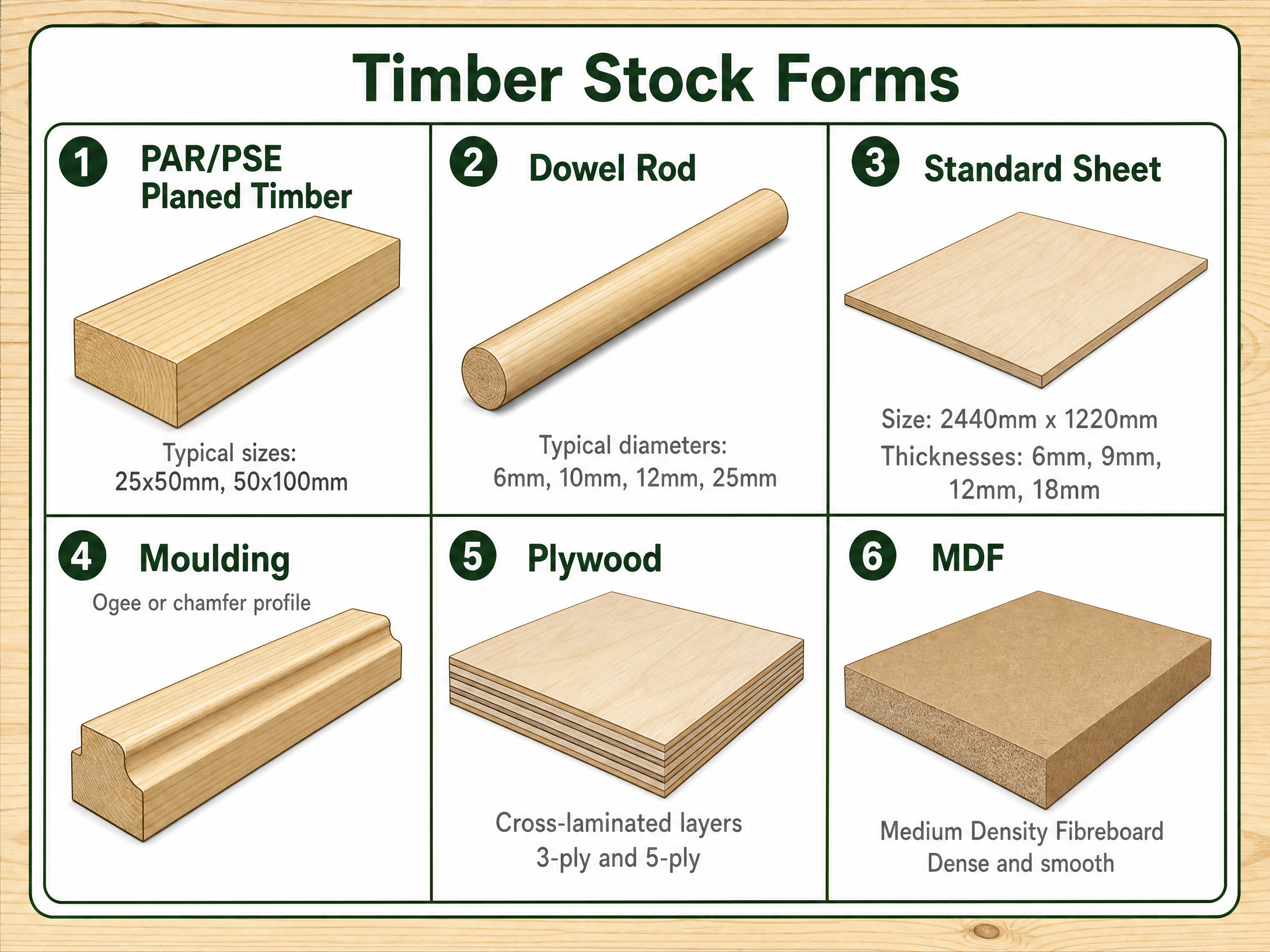 Common Timber Stock Forms