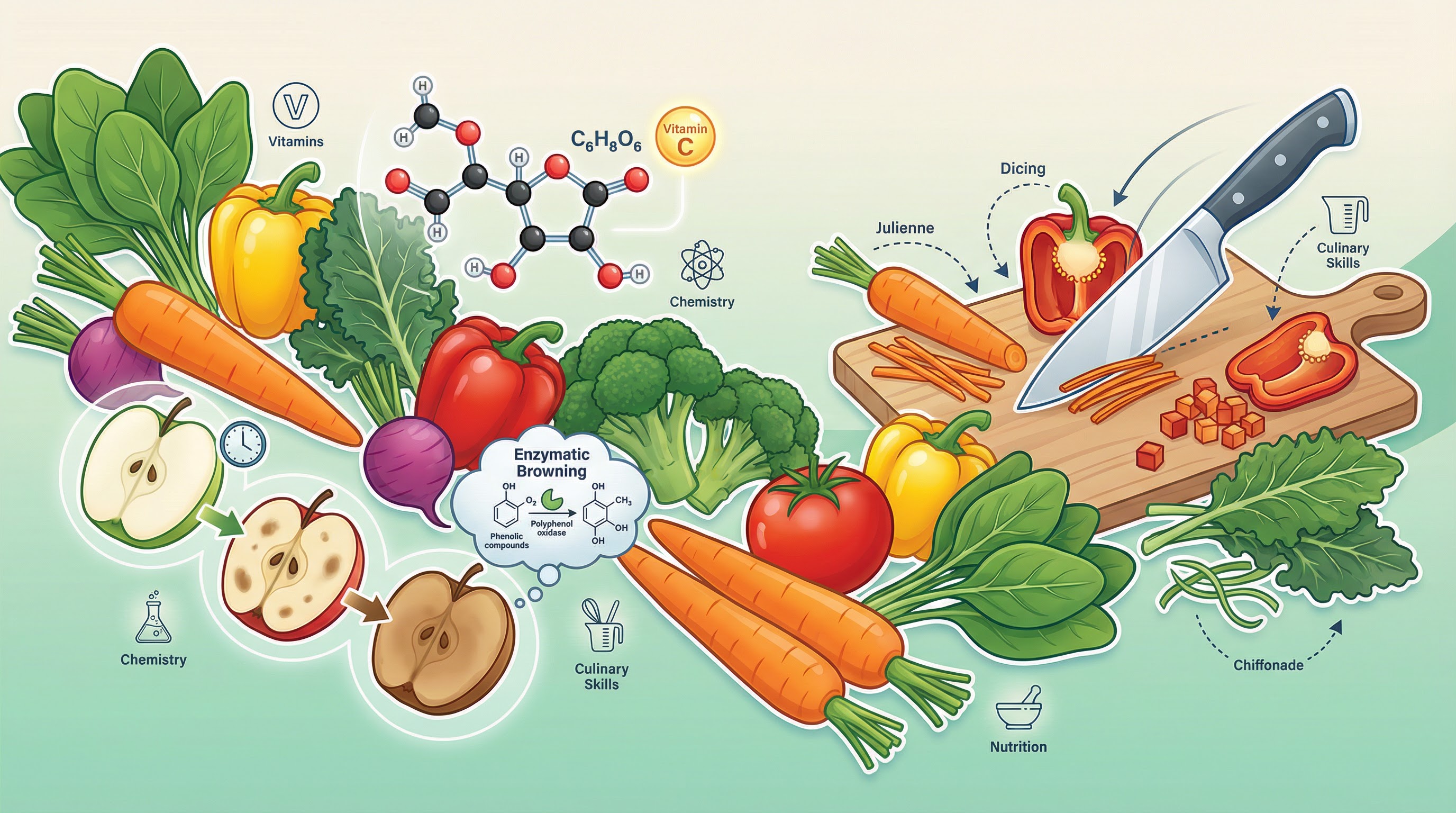 An overview of the key scientific and practical concepts in vegetable preparation.