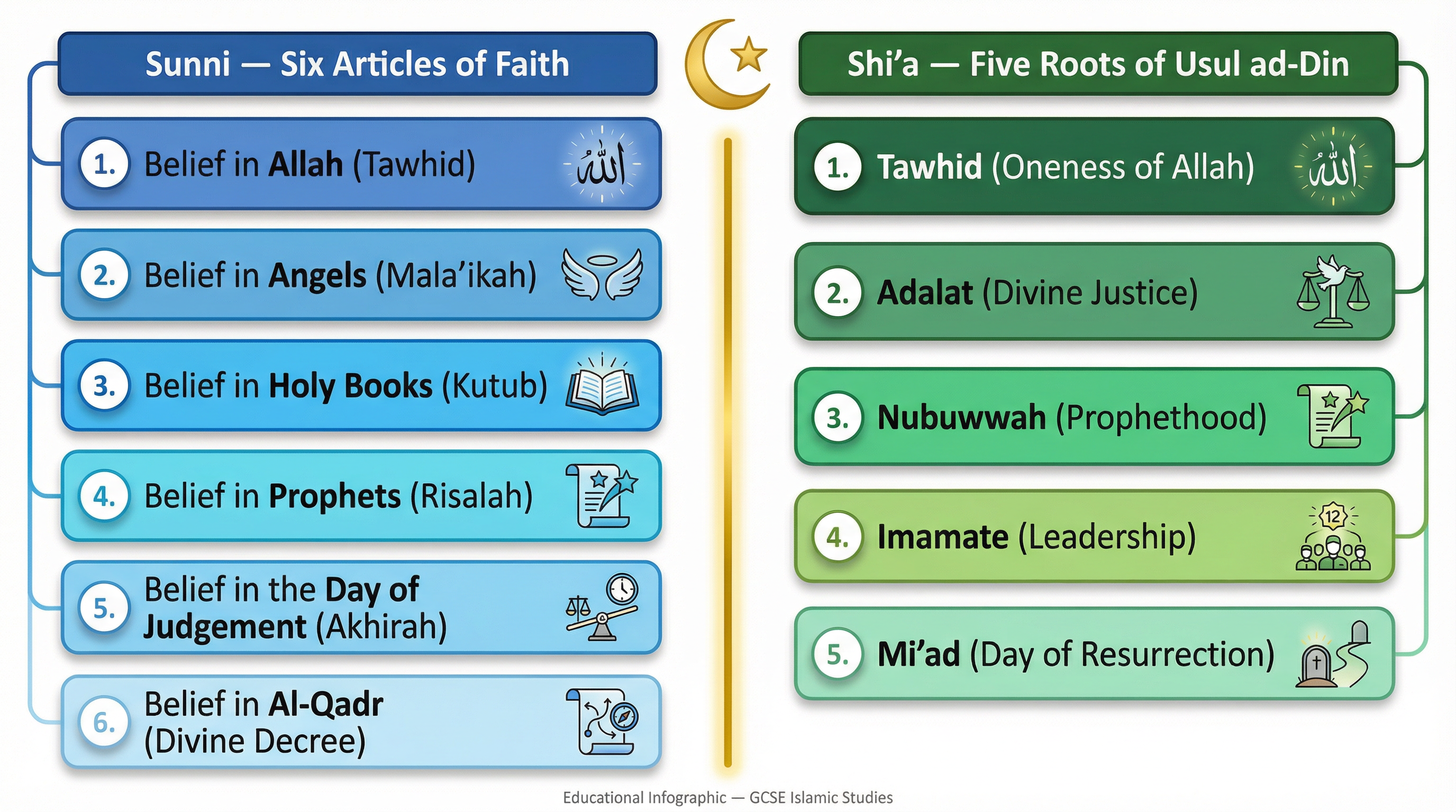Comparison of Sunni and Shi'a Core Beliefs