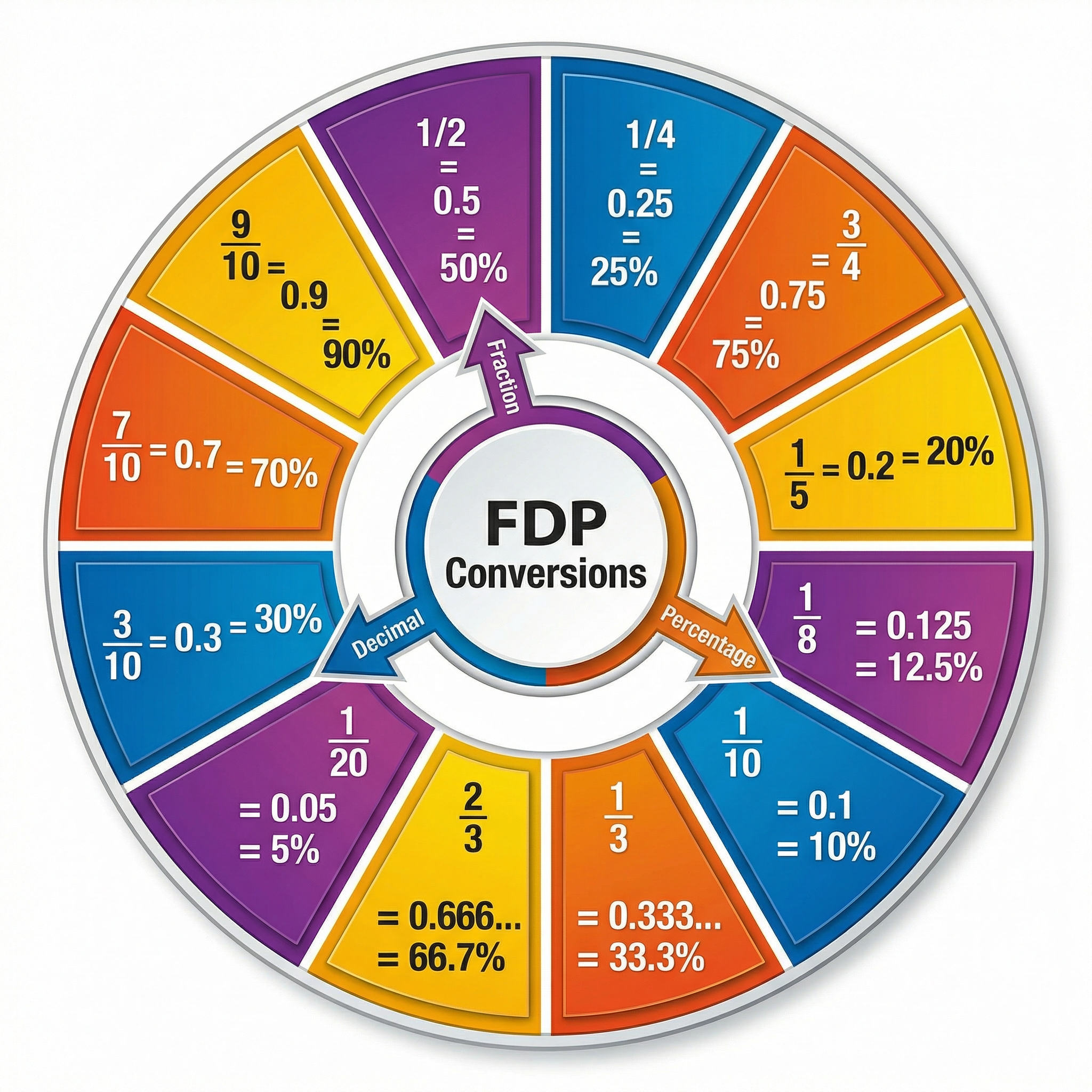 A conversion wheel for common FDP values.