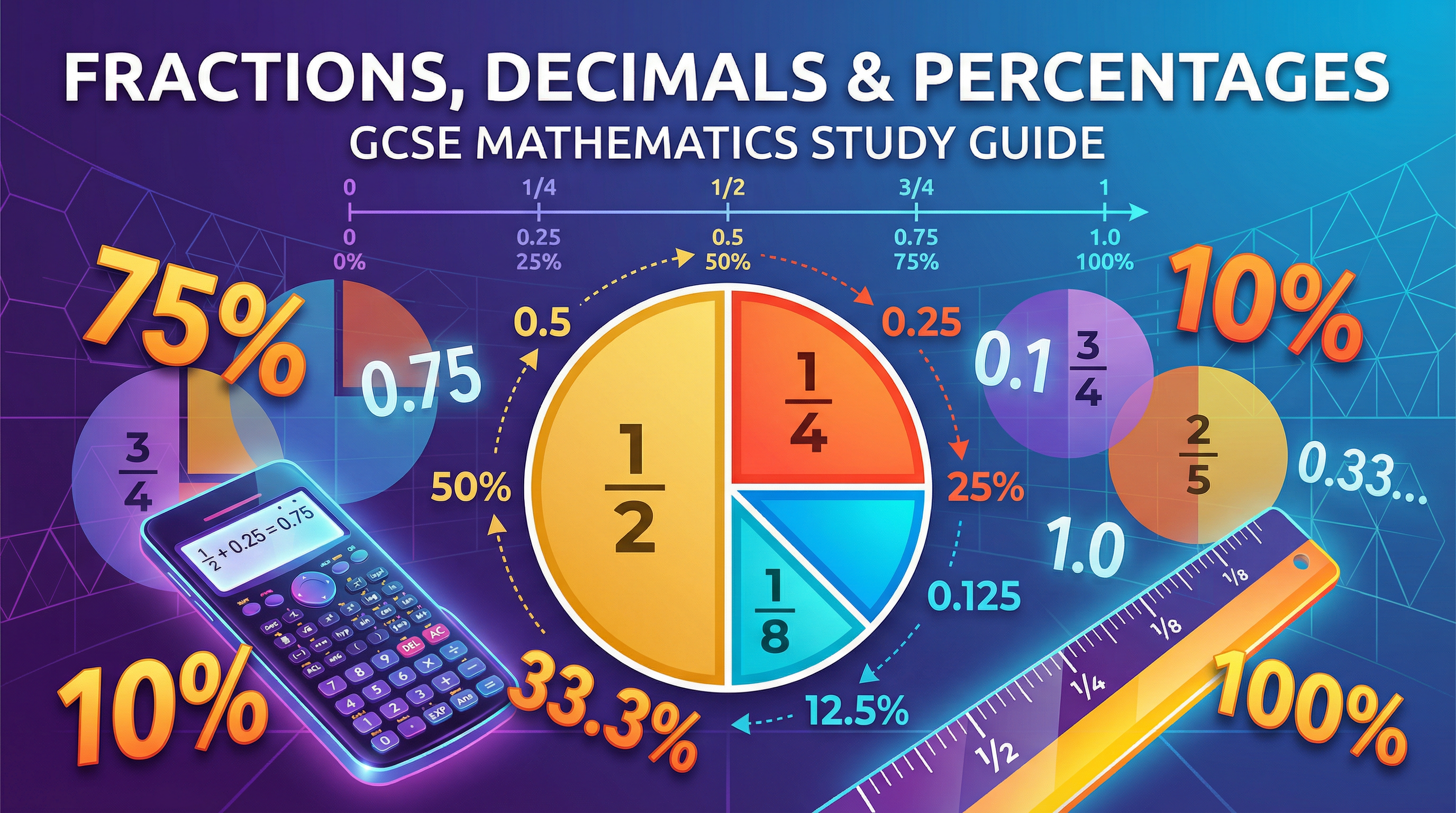 Header image for Fractions, Decimals and Percentages