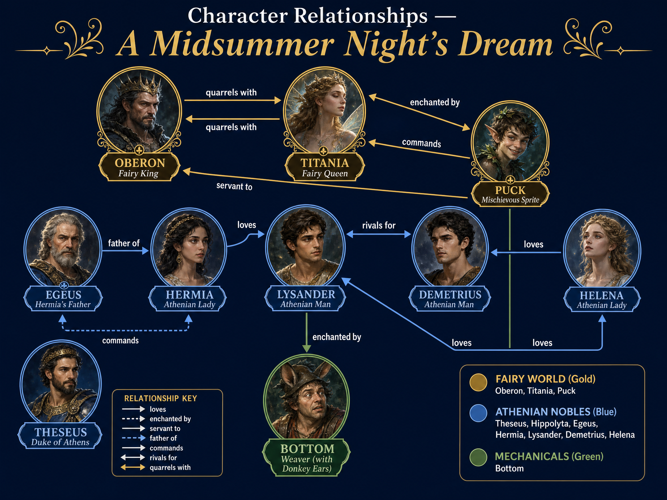 Character Relationships in A Midsummer Night's Dream