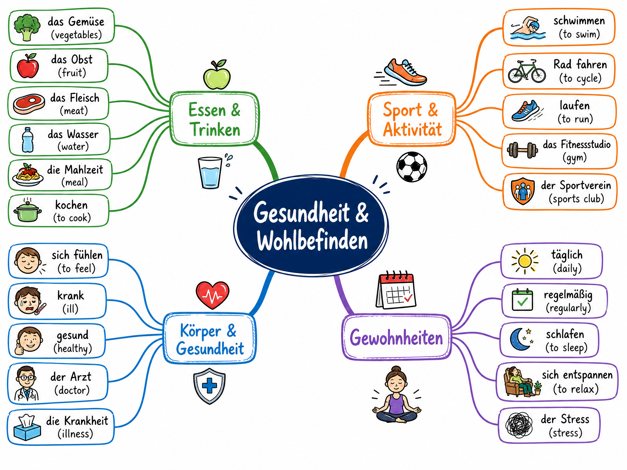 Vocabulary mind map for Lifestyle and Wellbeing