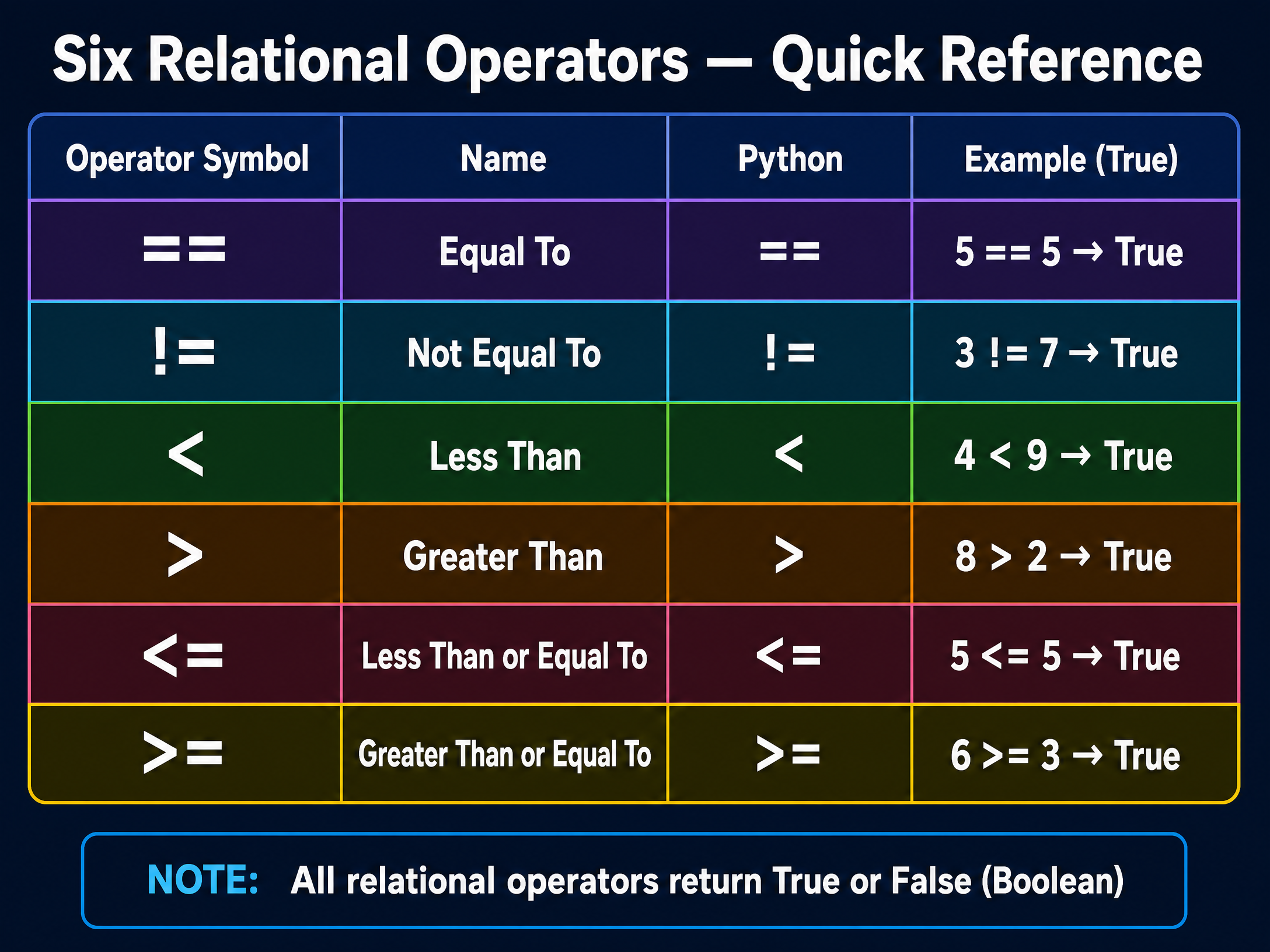 The Six Relational Operators