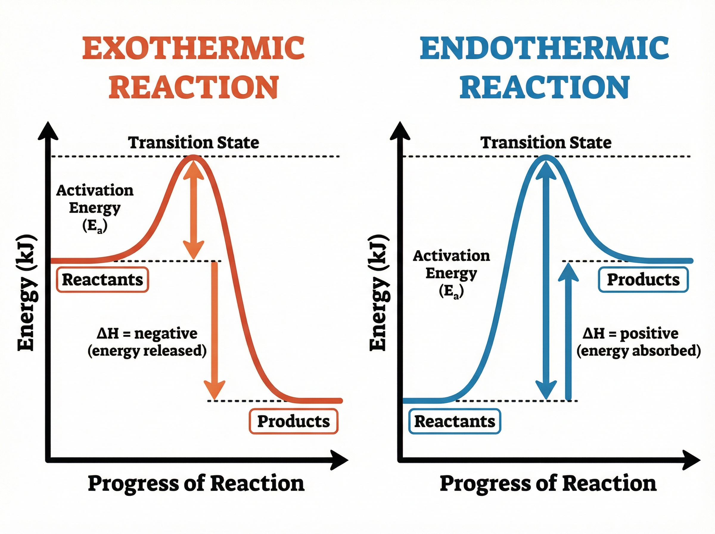 Reaction Profiles: Exothermic vs Endothermic