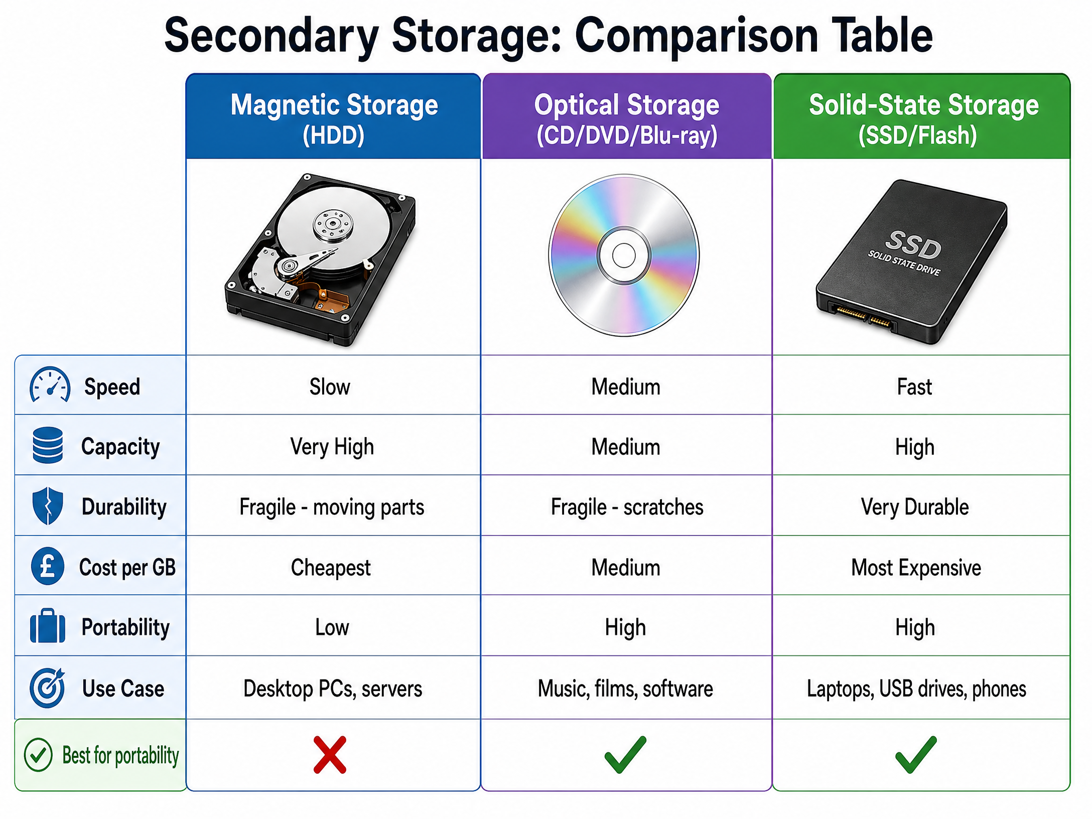 Secondary Storage Comparison