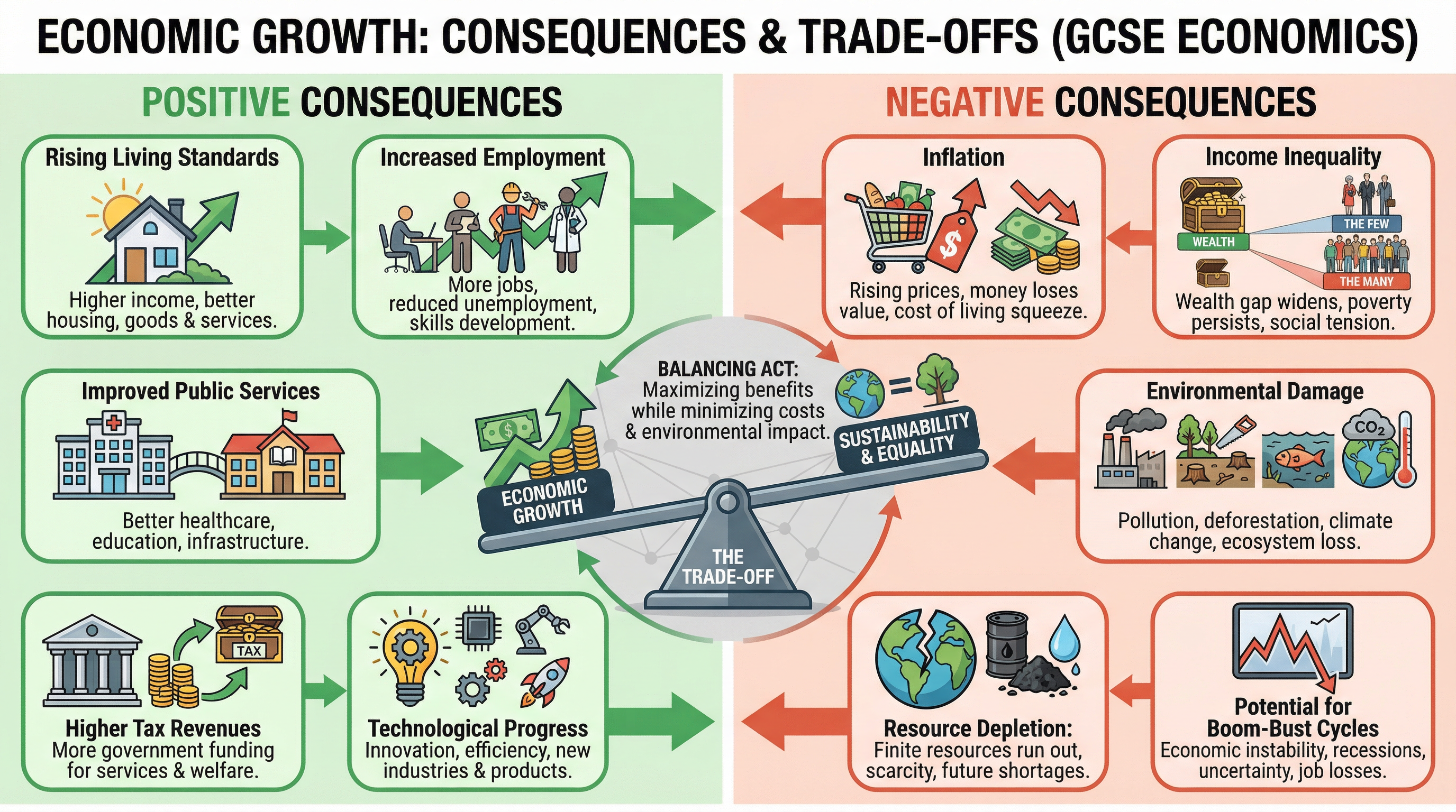 Diagram: Consequences & Trade-Offs of Economic Growth.