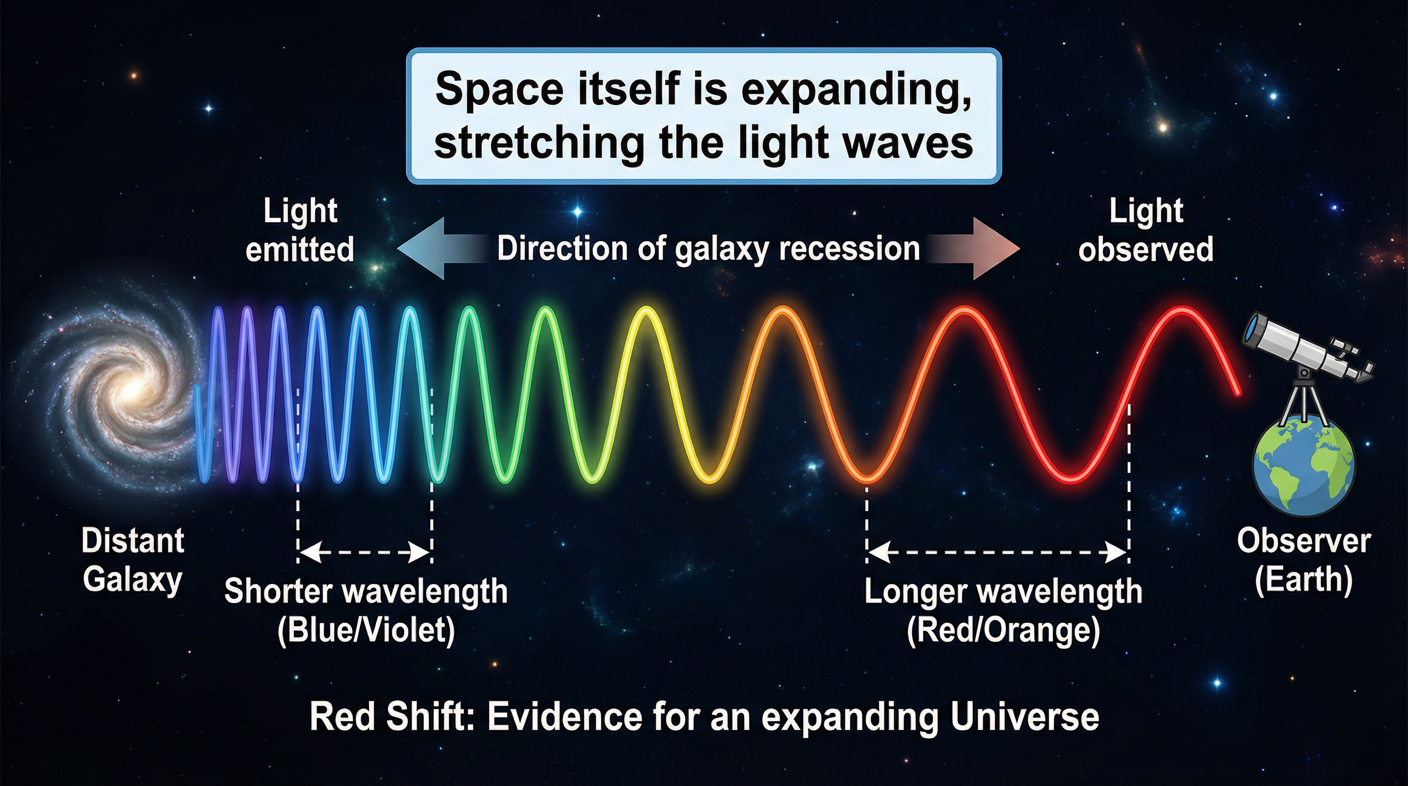 Red Shift is evidence for an expanding universe.