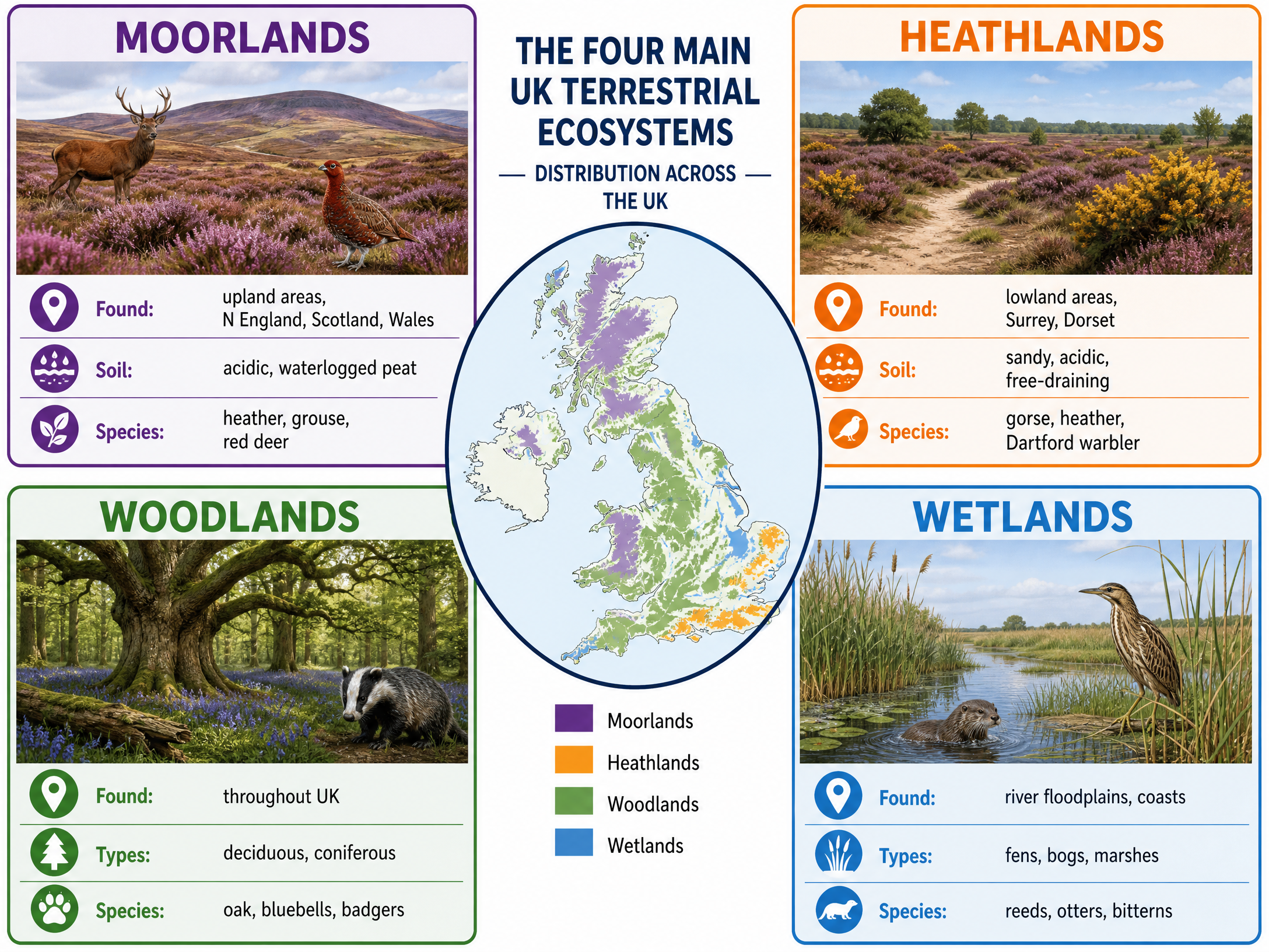 The Four Main UK Terrestrial Ecosystems