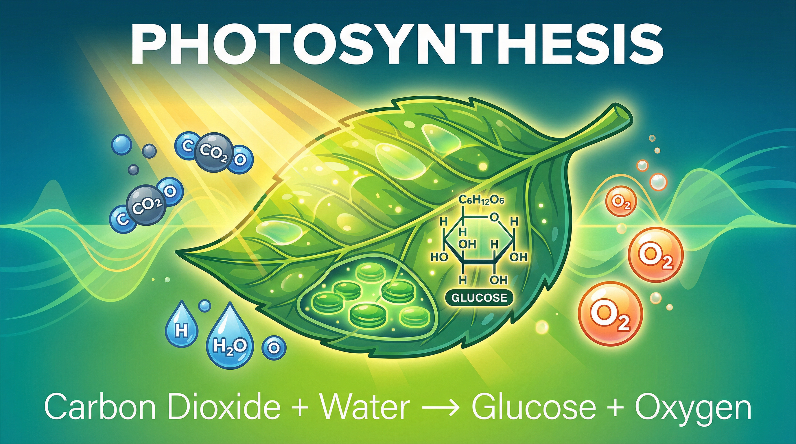 The fundamental process of photosynthesis.