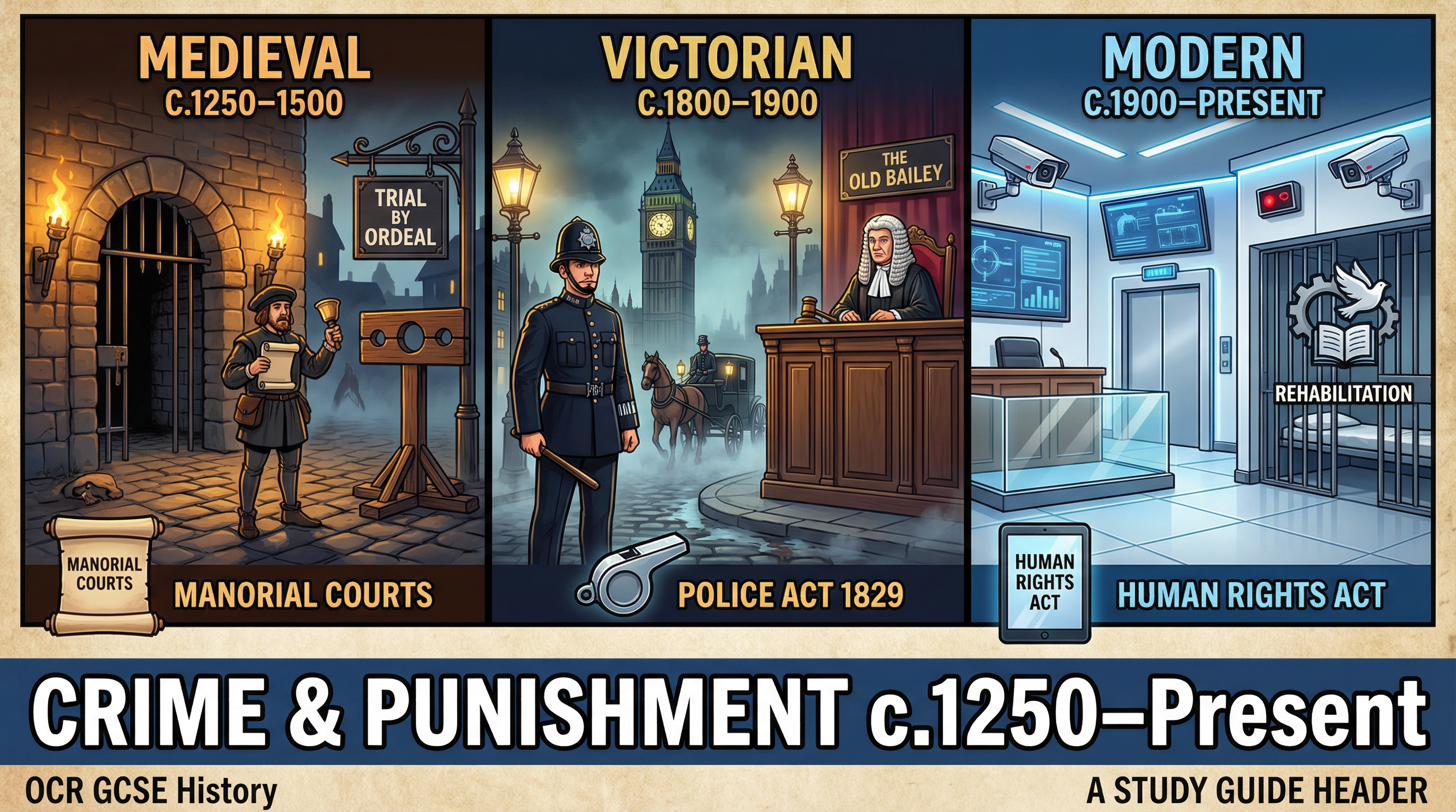 Crime and Punishment c.1250–Present — OCR GCSE History Study Guide Header