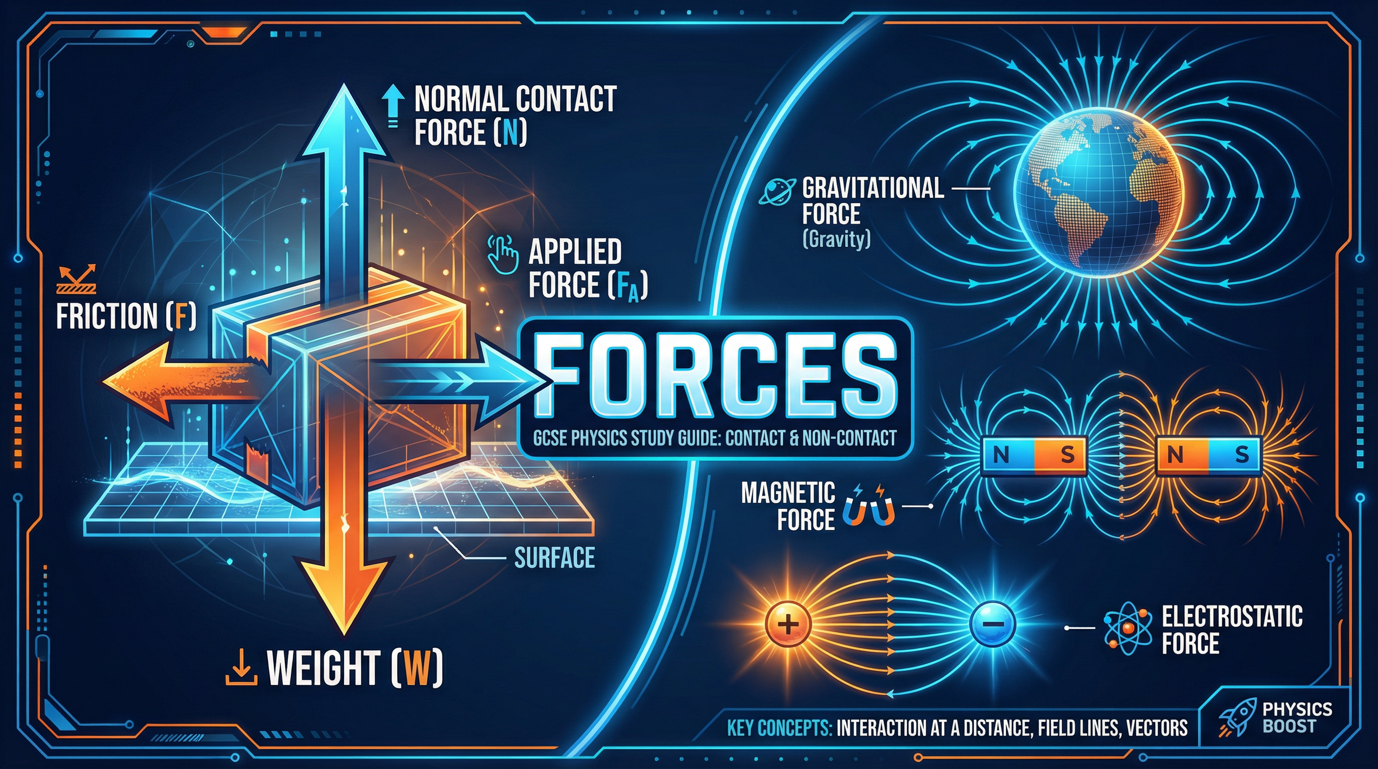 Header image for OCR GCSE Physics: Contact and Non-Contact Forces