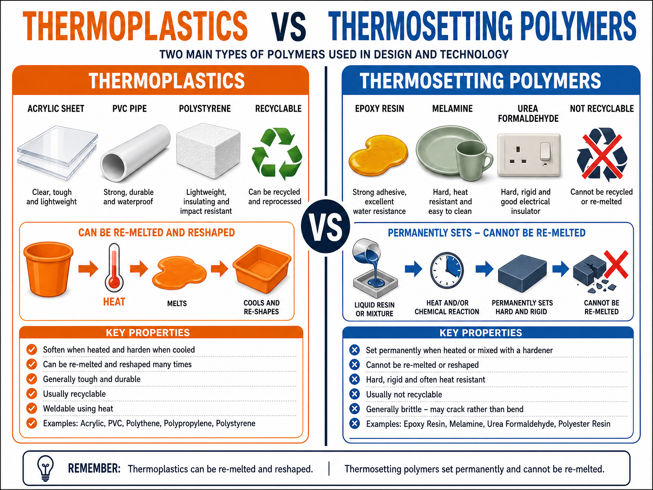 Thermoplastics vs Thermosetting Polymers